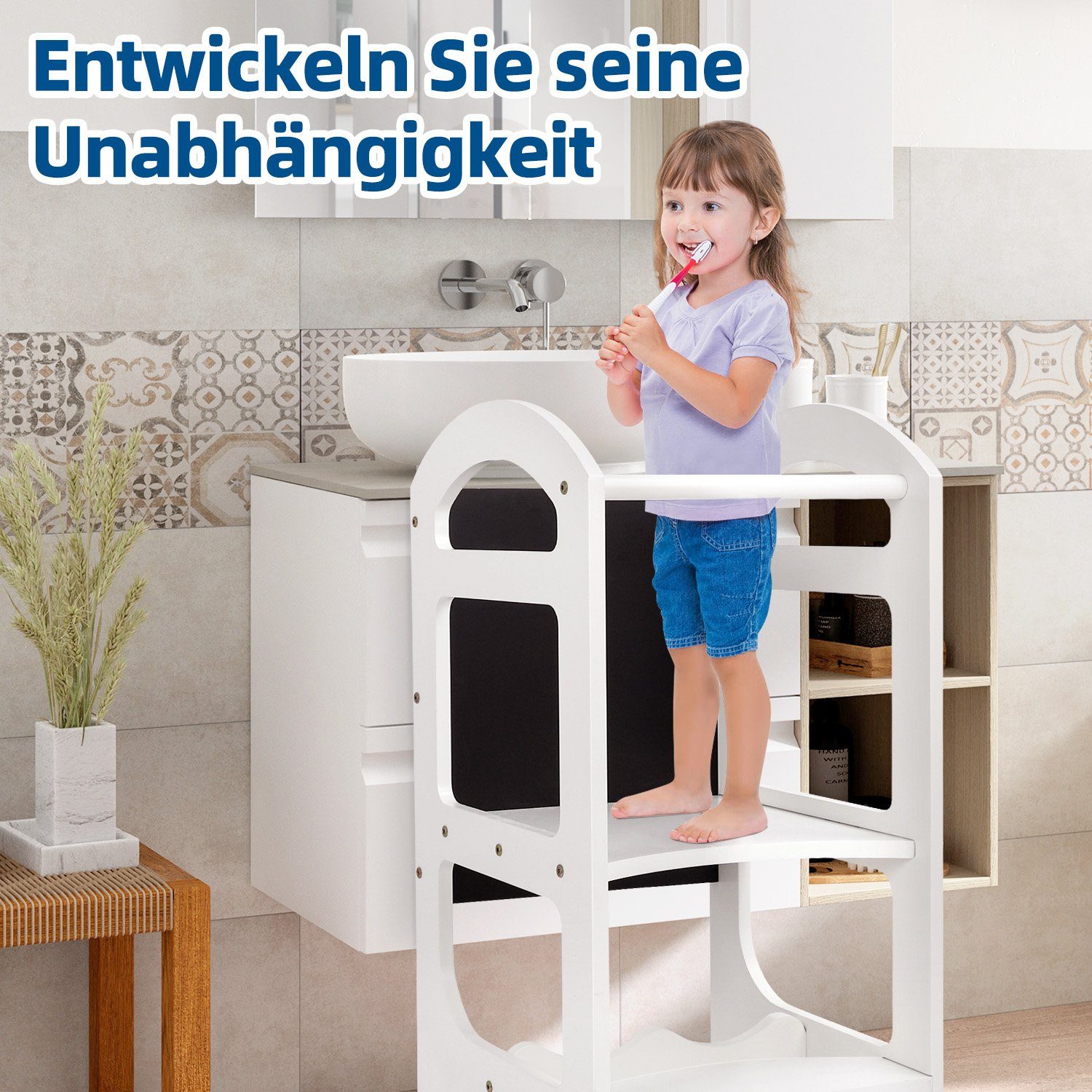 Lernstuhl 1+ Für Ezebaby cm 56.5D Tritthocker 90.7H 39.8W Kinderhocker Kinder Lernturm Stehhilfe x x