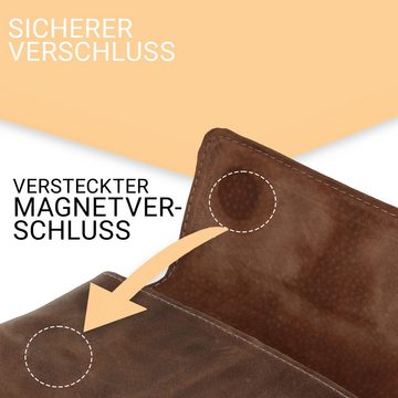 XiRRiX Handytasche Universal Gürteltasche aus echtem Leder (Braun, Smartphone Tasche quer Gürtel), mit stabilem Stahlclip