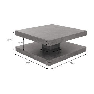 ML-DESIGN Couchtisch Wohnzimmertisch Moderner Beistelltisch Geräumiger Sofatisch, 360° drehbare Tischplatte Ablagefläche 78x78x36cm Grau Beton Optik