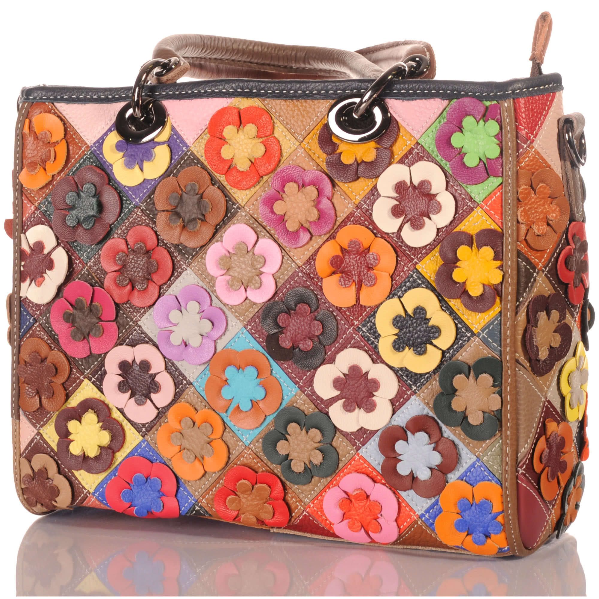 KMISSO Henkeltasche Damen Leder Patchwork Umhänge Henkel Schulter Tasche 30681 (1-tlg), im eleganten Look