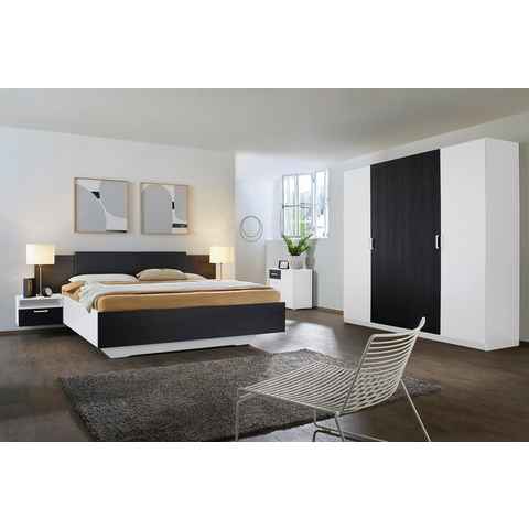 rauch Schlafzimmer-Set Miro, Drehtürenschrank in 2 Breiten, Bett in 2 Größen und 2 Hängenachttische