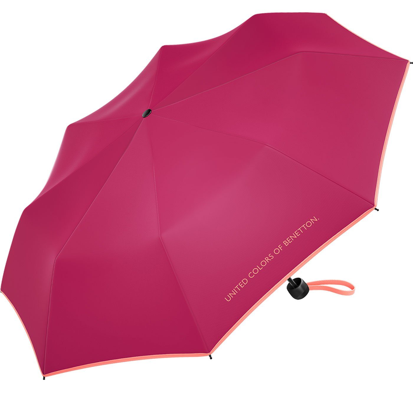Mini Modefarben bright - Taschenregenschirm Benetton rose, United berry-lachs mit kontrastreichem of 2022 Colors leuchtende HW Super Saum
