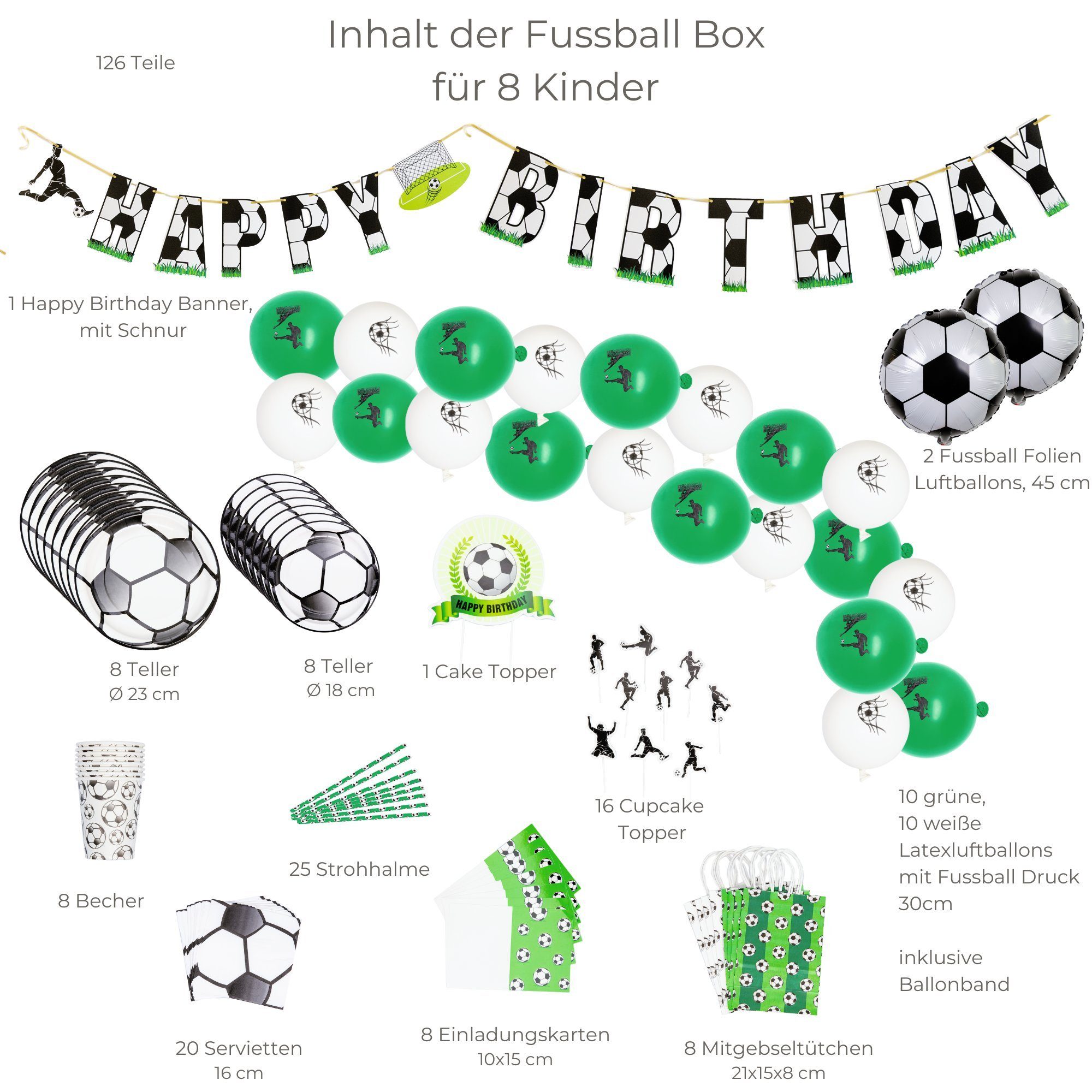 für für Kindergeburtstag, little Papierdekoration aus Birthday - einem Birthday 126 Set 8 Teile Kinder, little Mottobox Fussball