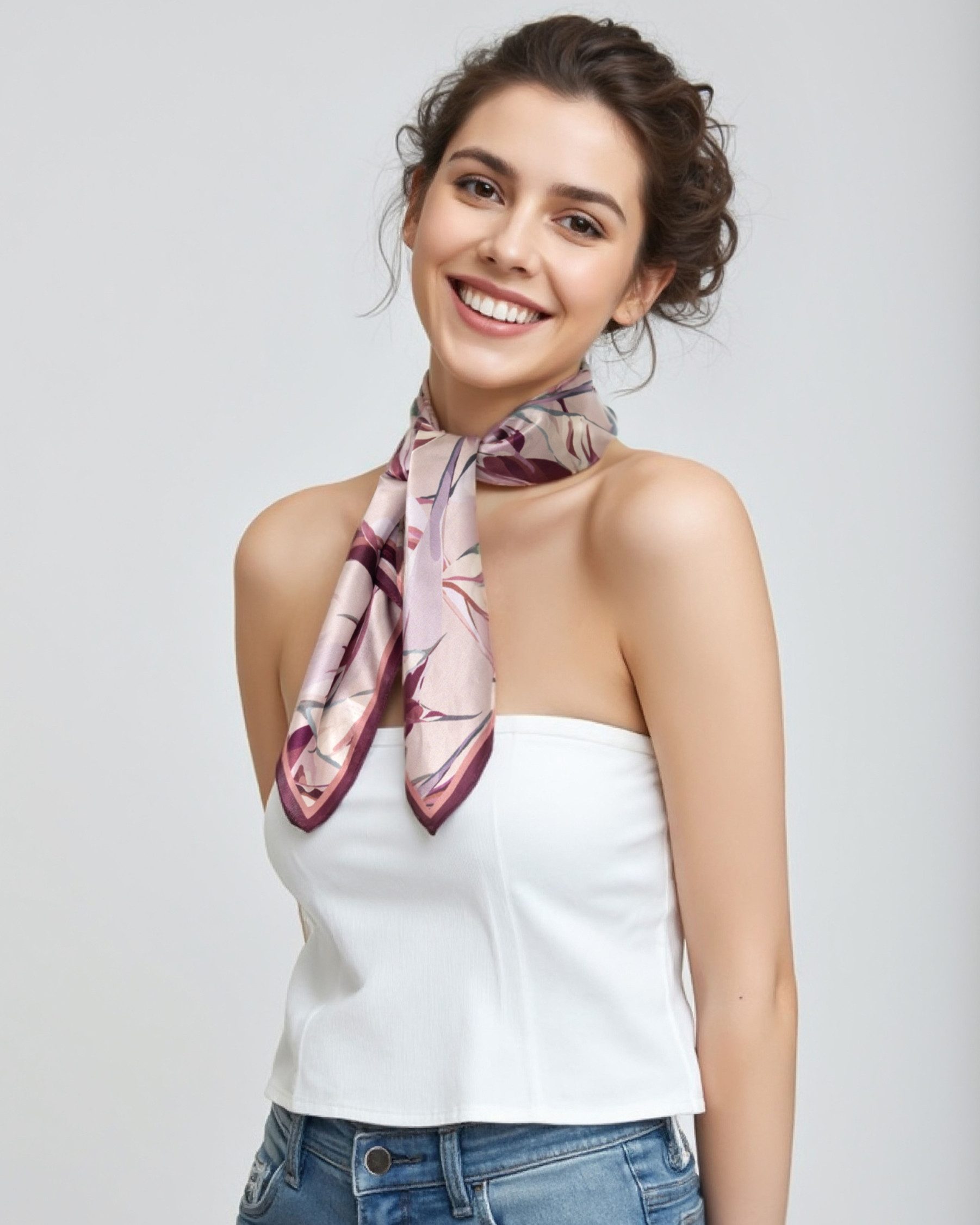 MayTree Seidentuch quadratisch 70x70, Blätter Merlot, (Stück), 100% Seide günstig online kaufen