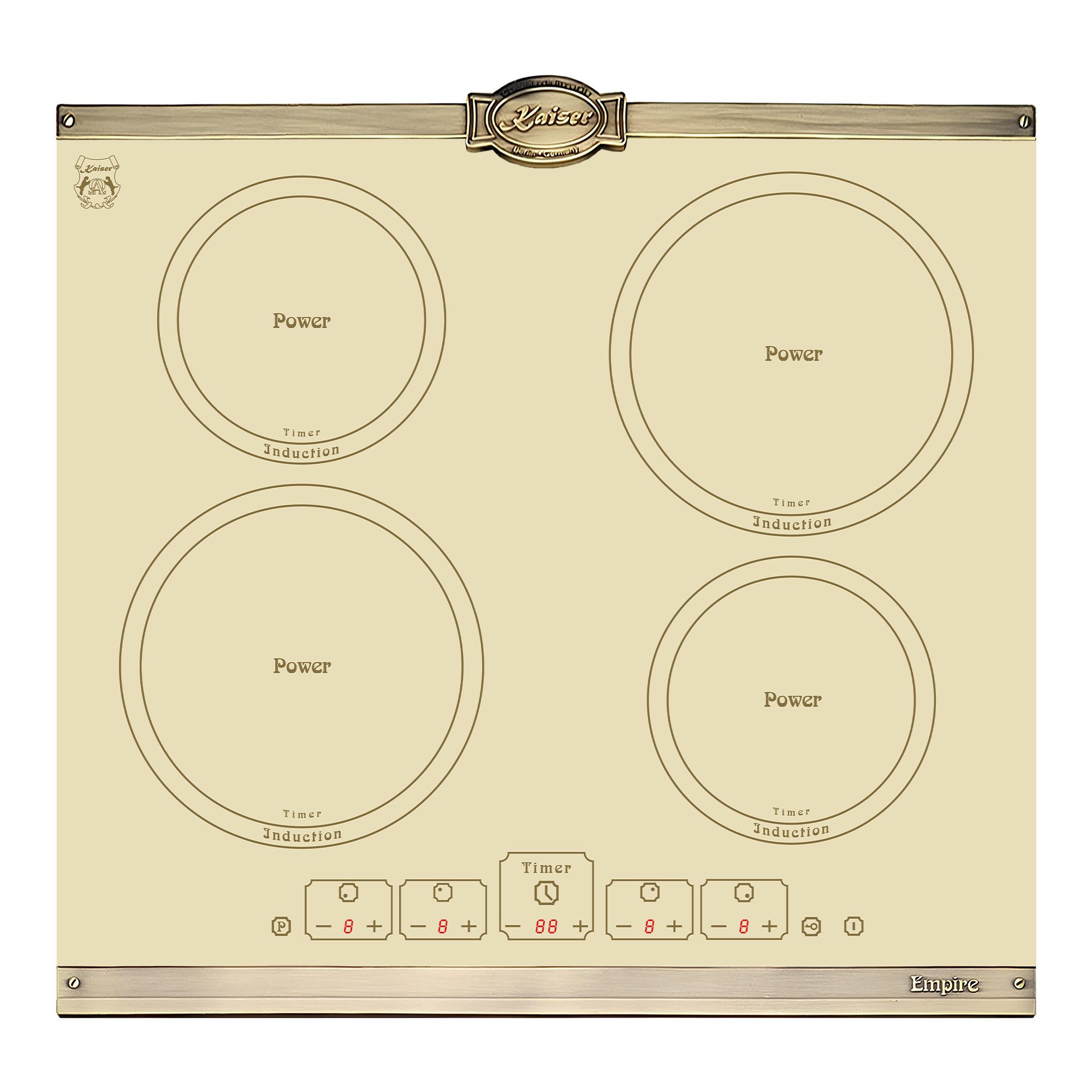 Kaiser Küchengeräte Induktions-Kochfeld Kaiser Empire Kochfeld 60 cm KCT 6195 IElfEm Induktionskochfeld Autark 4 QuickHeat Induktions mit Booster, Touch control, Timer, Induktionskochfeld 60cm Autark Kochfeld 4xQickHeat Zonen