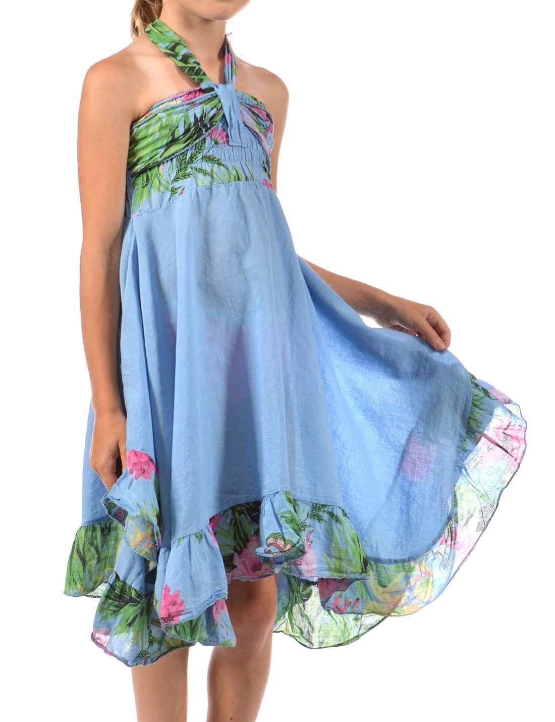 BEZLIT Sommerkleid Mädchen Sommer (1-tlg) Blau Bund Kleid Schulterfrei,elastischer