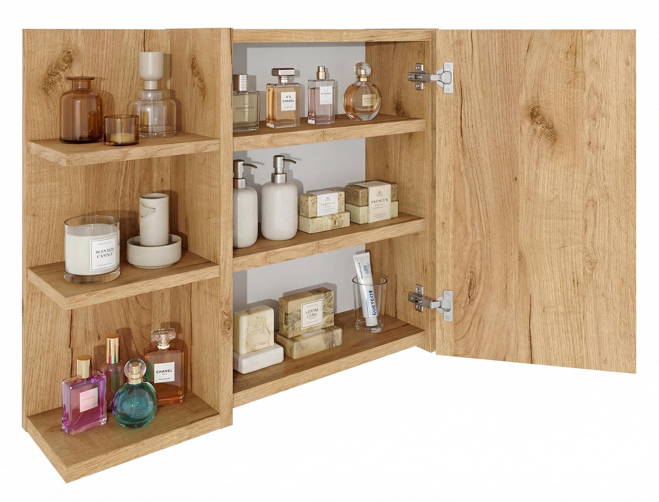 TREND WERK Spiegelschrank Badezimmer mit Ablage & Stauraum (59×16×50 cm Hängender Badezimmerschrank zur Wandmontage mit Regal) – modern & pflegeleicht – Bild 3 von 5