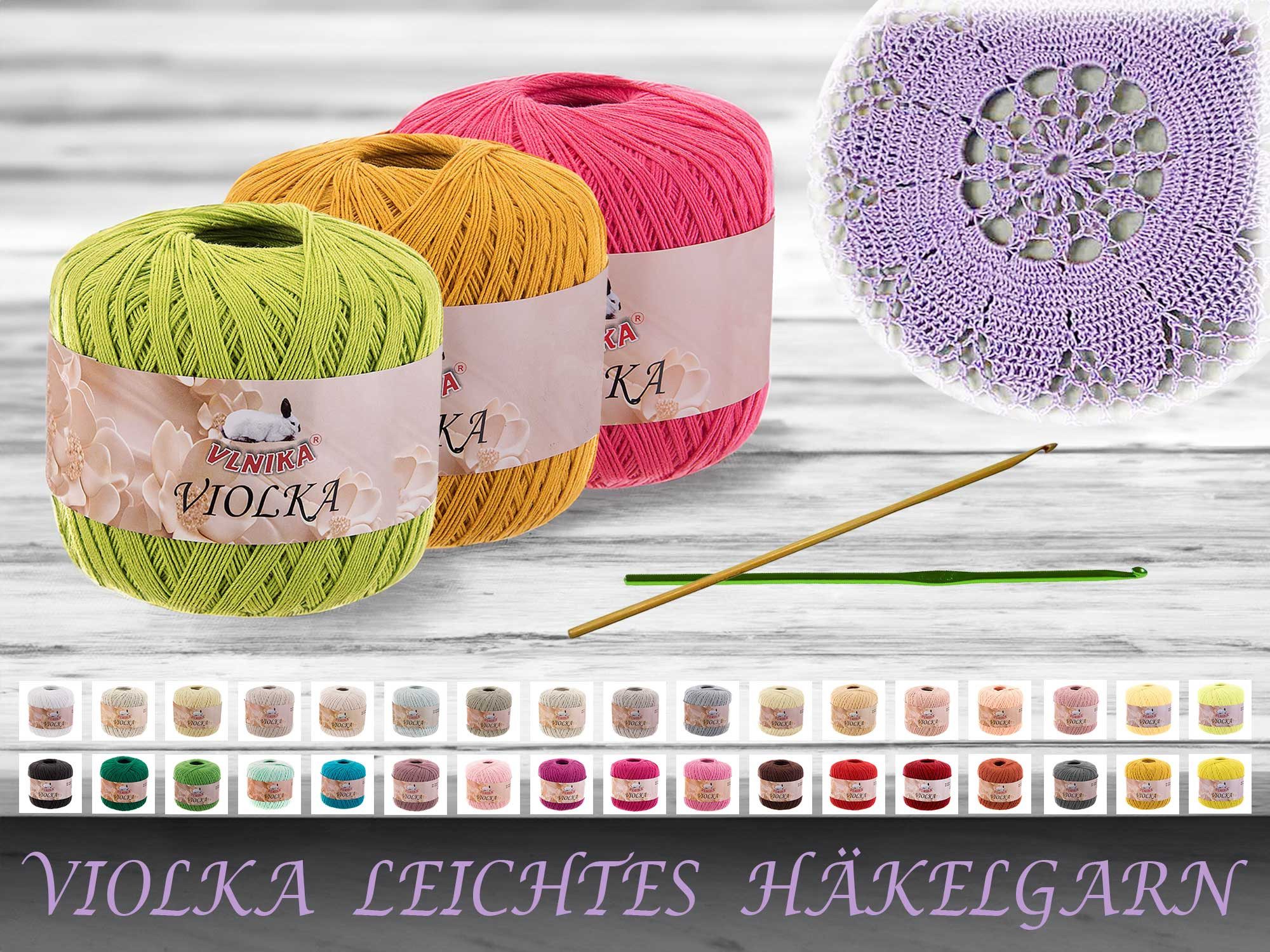 maDDma 10 x 50g Violka Häkelgarn recycelte Baumwolle Klassikgarn Filetgarn Häkelwolle, 285 m (Sparpaket, 10 Knäuel je 50 g), lachs