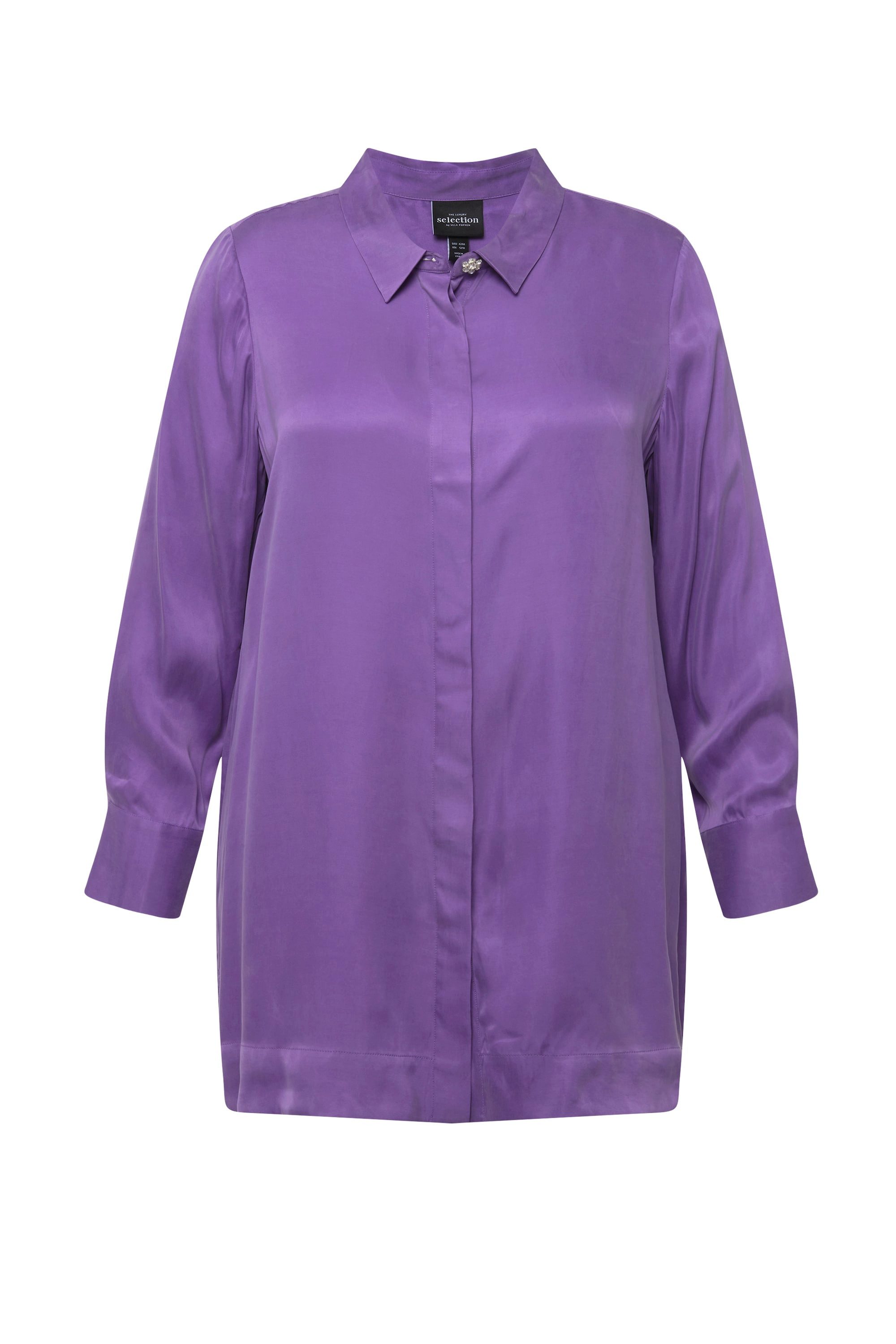 Ulla Popken Hemdbluse Bluse Cupromix Hemdkragen günstig online kaufen