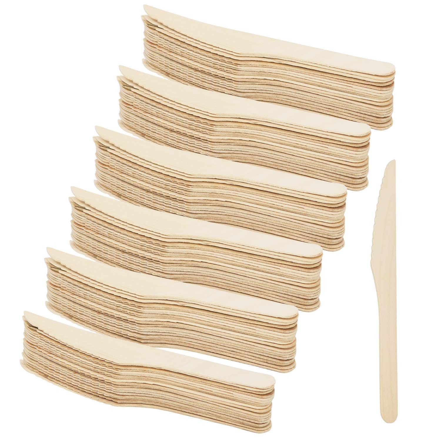 com-four Einwegbesteck-Set Besteckteil aus Holz (120-tlg), umweltfreundliches und biologisch abbaubares Holzbesteck