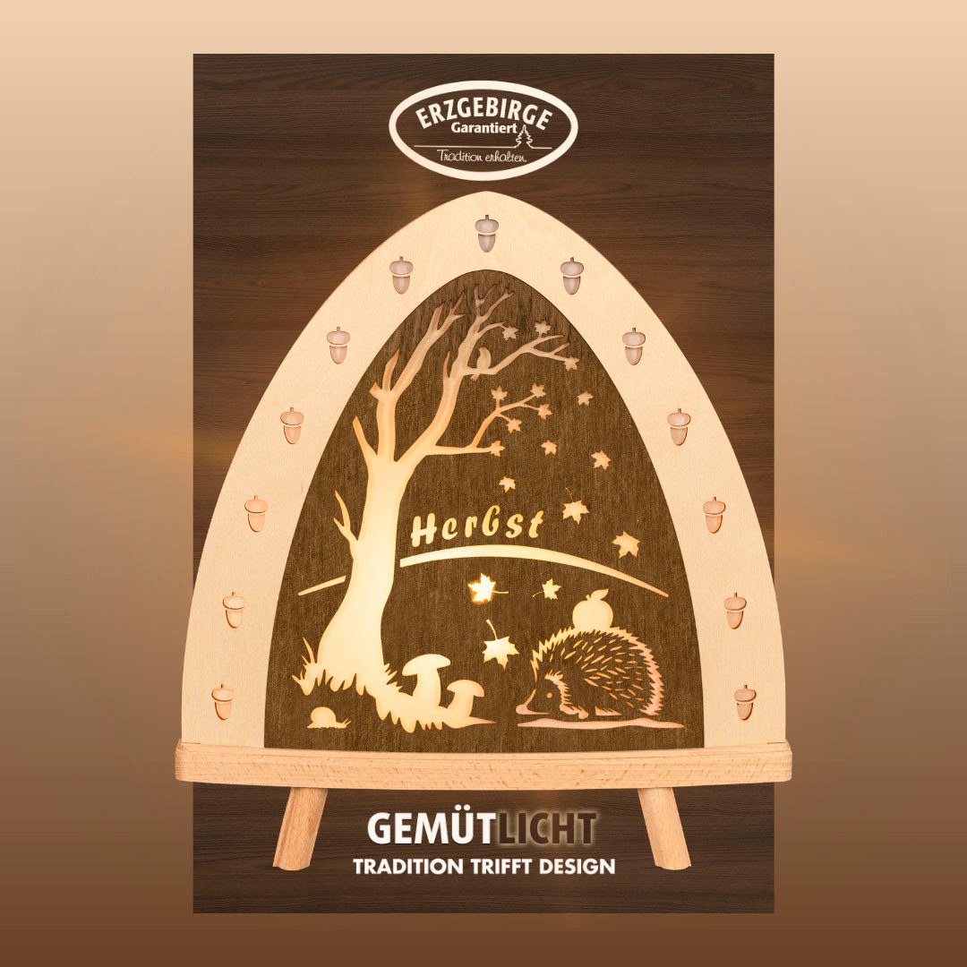 Weigla LED Dekolicht Herbst, Tischleuchte aus Holz, NATUR-BRAUN, Made in Ge günstig online kaufen