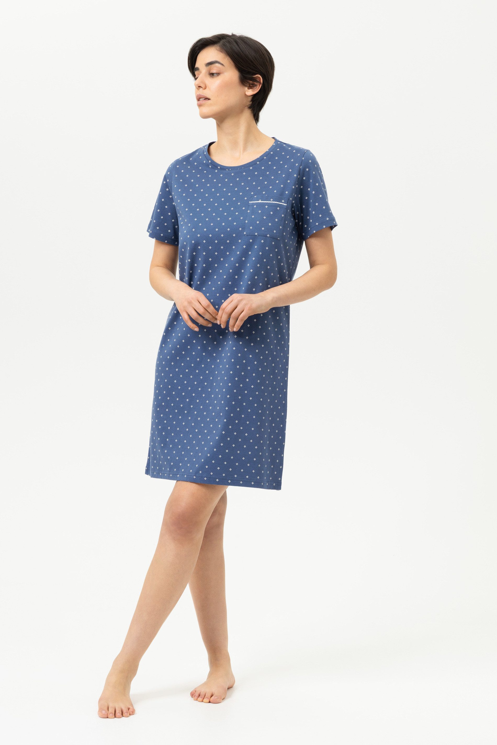Mey Nachthemd Mey Damen Nachthemd kurzarm Serie Polka Dreams (1-tlg) Feminines Nachthemd, Gepunktet, Interlock, Baumwolle