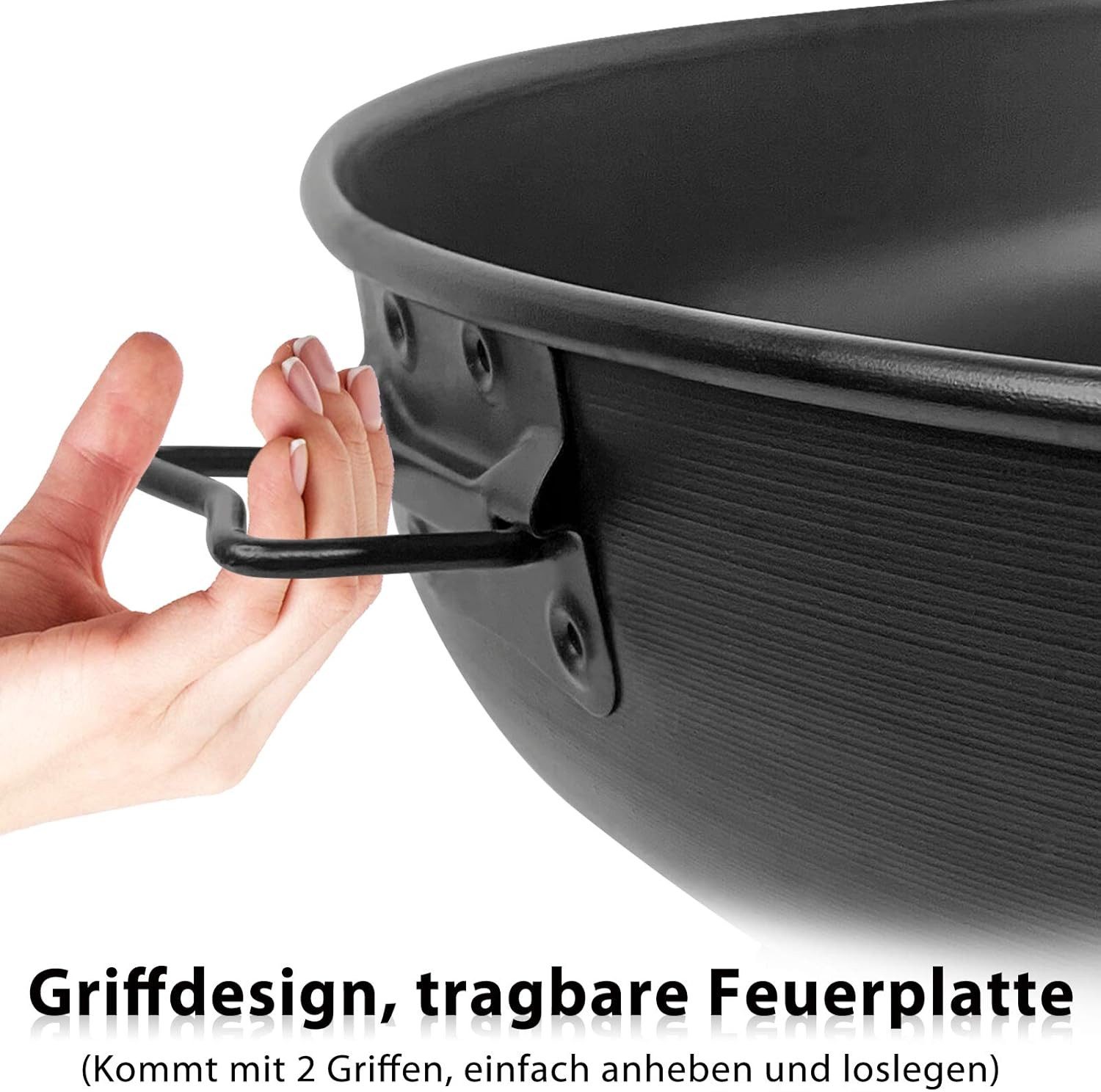 FIVMEN Feuerschale Feuerkorb Ø80cm Metall Multifunktional Fire Pit Feuerstelle Heizung, ohne Strom für Heizung, Garten, Terrasse, BBQ, Holz – Bild 3 von 5