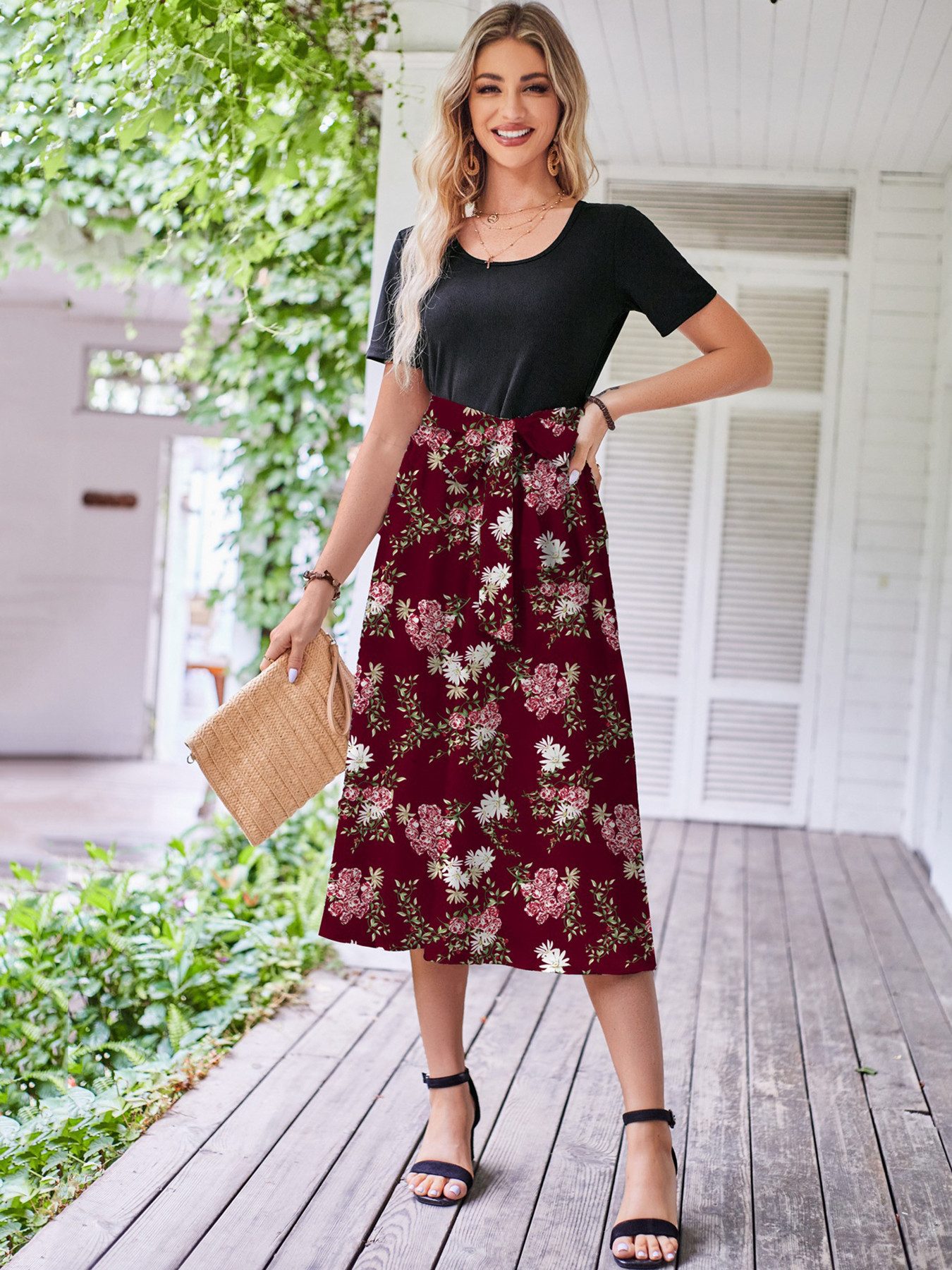 DEBAIJIA Dirndl Damen Röcke Sommer Floral günstig online kaufen