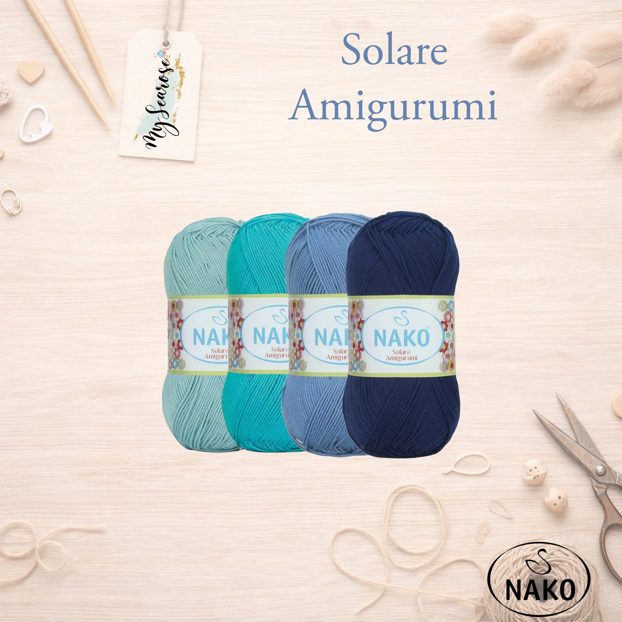 NAKO 5 x NAKO Solare Amigurumi Häkelwolle, 300 m, Strickgarn,Häkelgarn