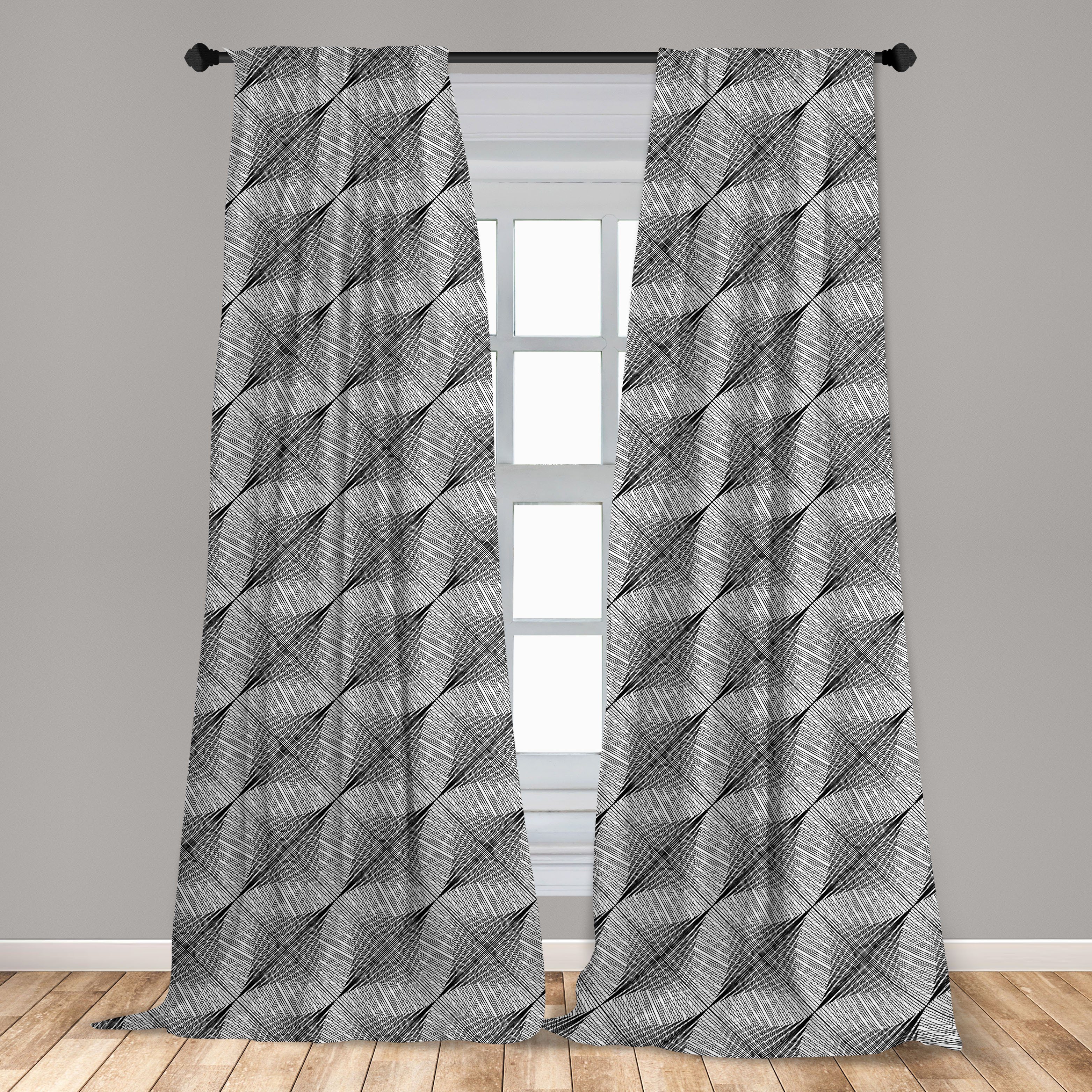 Streifen Dekor, Gardine Schlafzimmer Diagonal Microfaser, Abakuhaus, für Abstrakt Wohnzimmer Konzept Vorhang