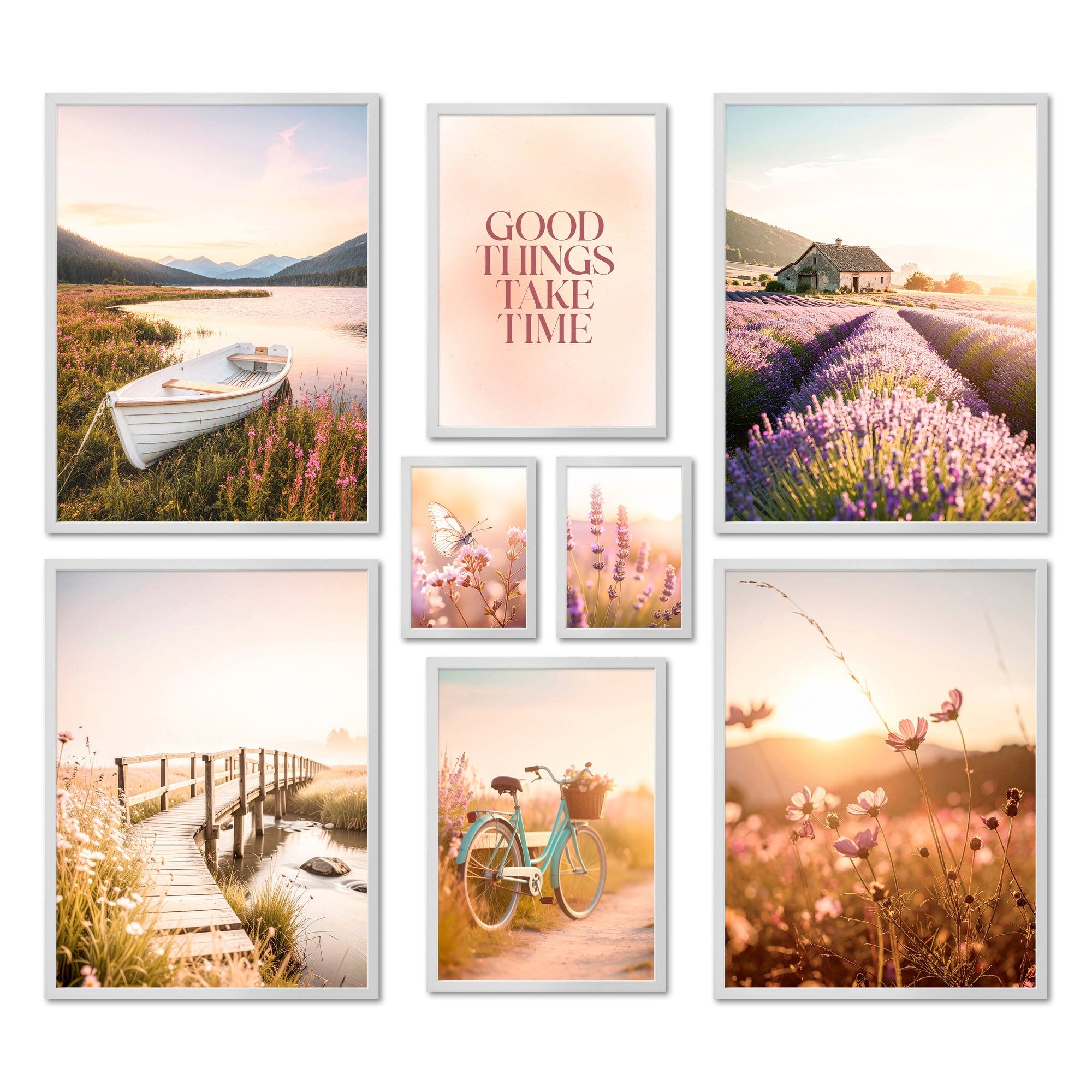 Bilder-Collage Poster Set - Vintage Lake Summer - Deko Wandbilder sommer, frühling, s
