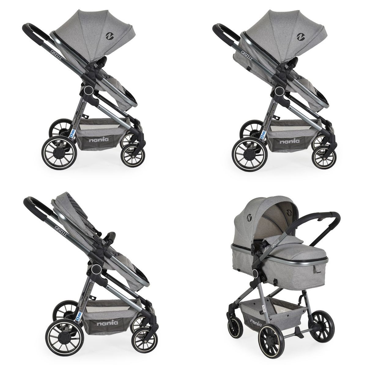 Moni Kombi-Kinderwagen Kombikinderwagen 2in 1 Giselle, umbaubar Korb klappbar 5-Punkt-Gurt 22 kg