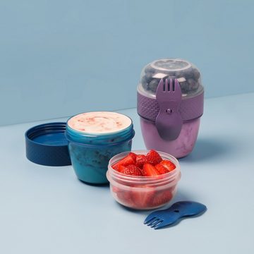 sistema Salatbox Snack Capsule To Go 515 ml Snackbox + Besteck, mit 2 Behältern und Wendebesteck (Gabel / Löffel)