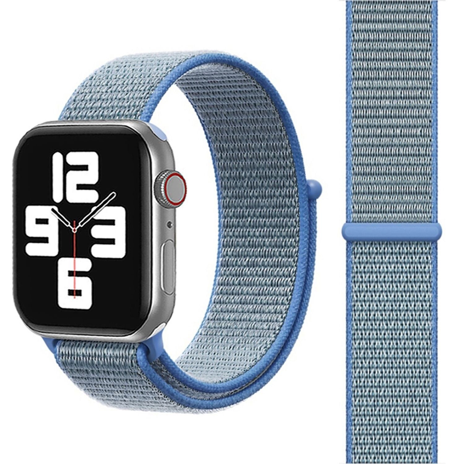 König Design Smartwatch-Armband / Nylon mm Sport Loop Band Blau 45 / Arm mm 44 mm, Armband 42