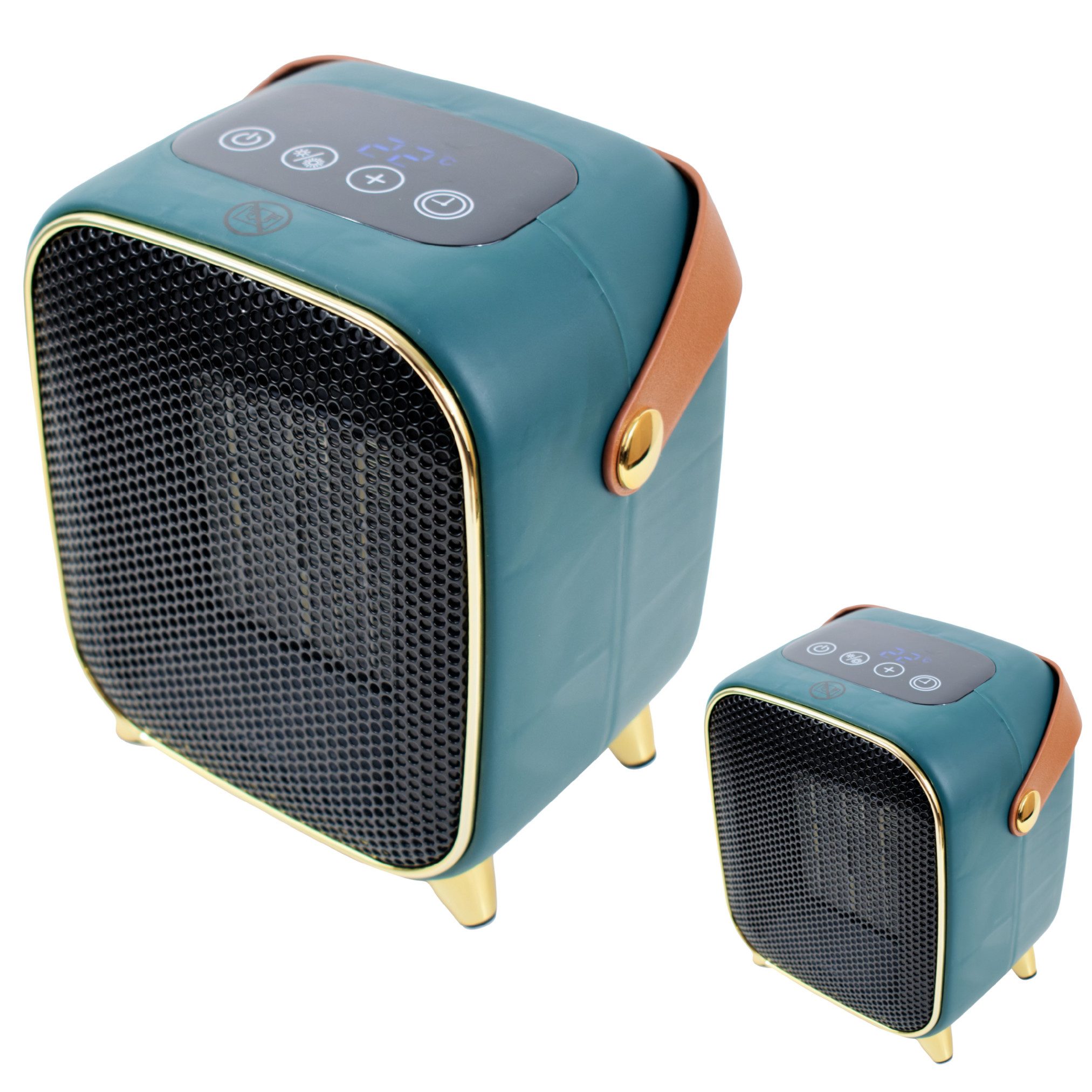 Venteo Heizlüfter Chauffage Retro Heater, 1000 W, kleiner Heizstrahler, Retro Mini Heizung, Timer, Ventilator Modus