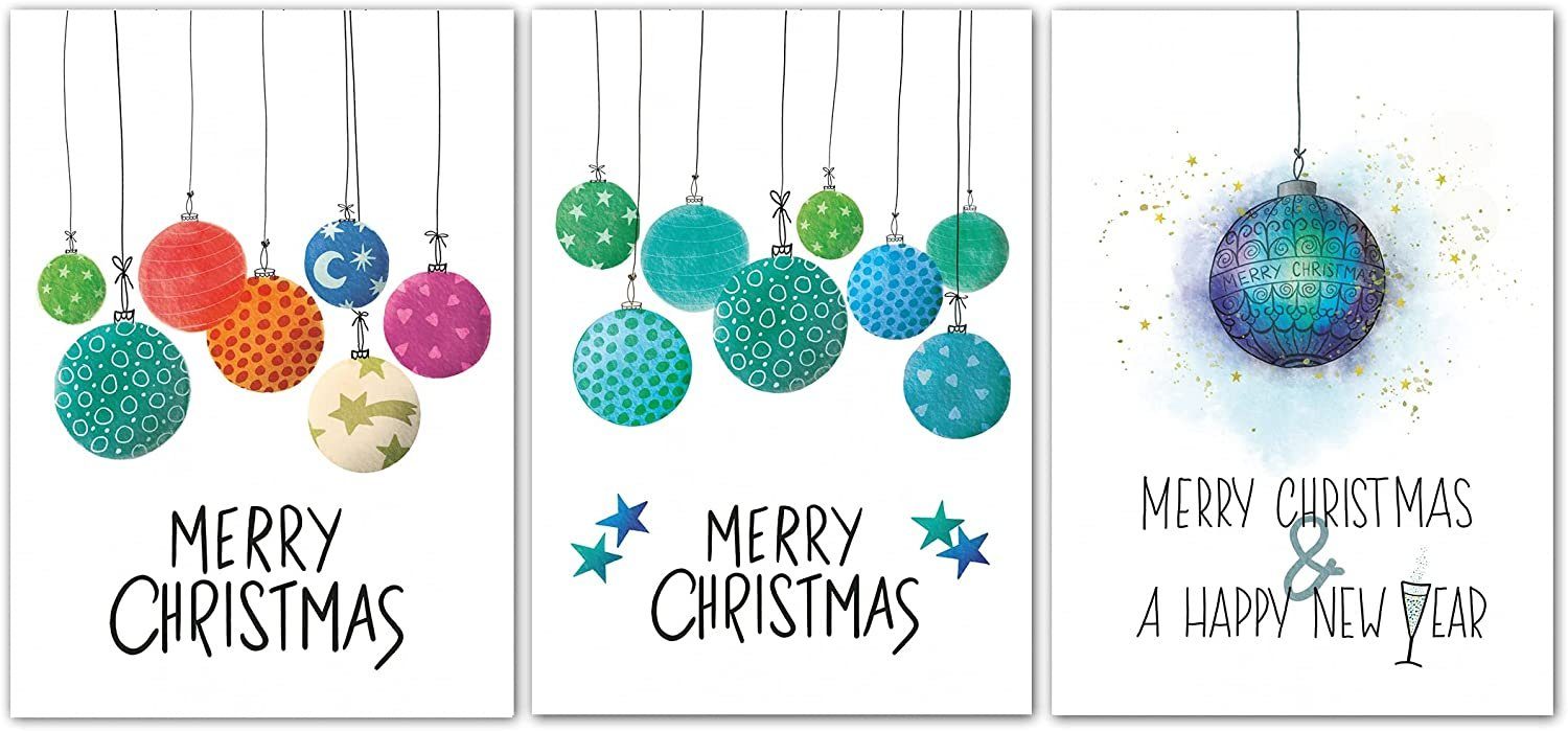 LifeDesign Weihnachtskarte Postkarten-Set "Weihnachten", Weihnachtsgrußkarten A6 Set, Weihachten Karten DIN Frohe