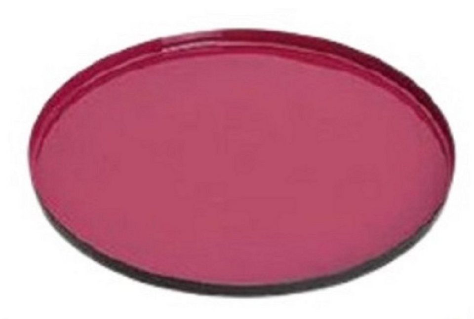 G. Wurm Dekotablett Tablett, Metall, Ø 23 x H 1 cm, dunkel-rosa/ schwarz