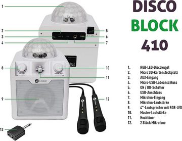 N-GEAR DISCO410 Karaoke & Party Bluetooth Lautsprecher Bluetooth-Lautsprecher (Mikrofon, Disco Licht)