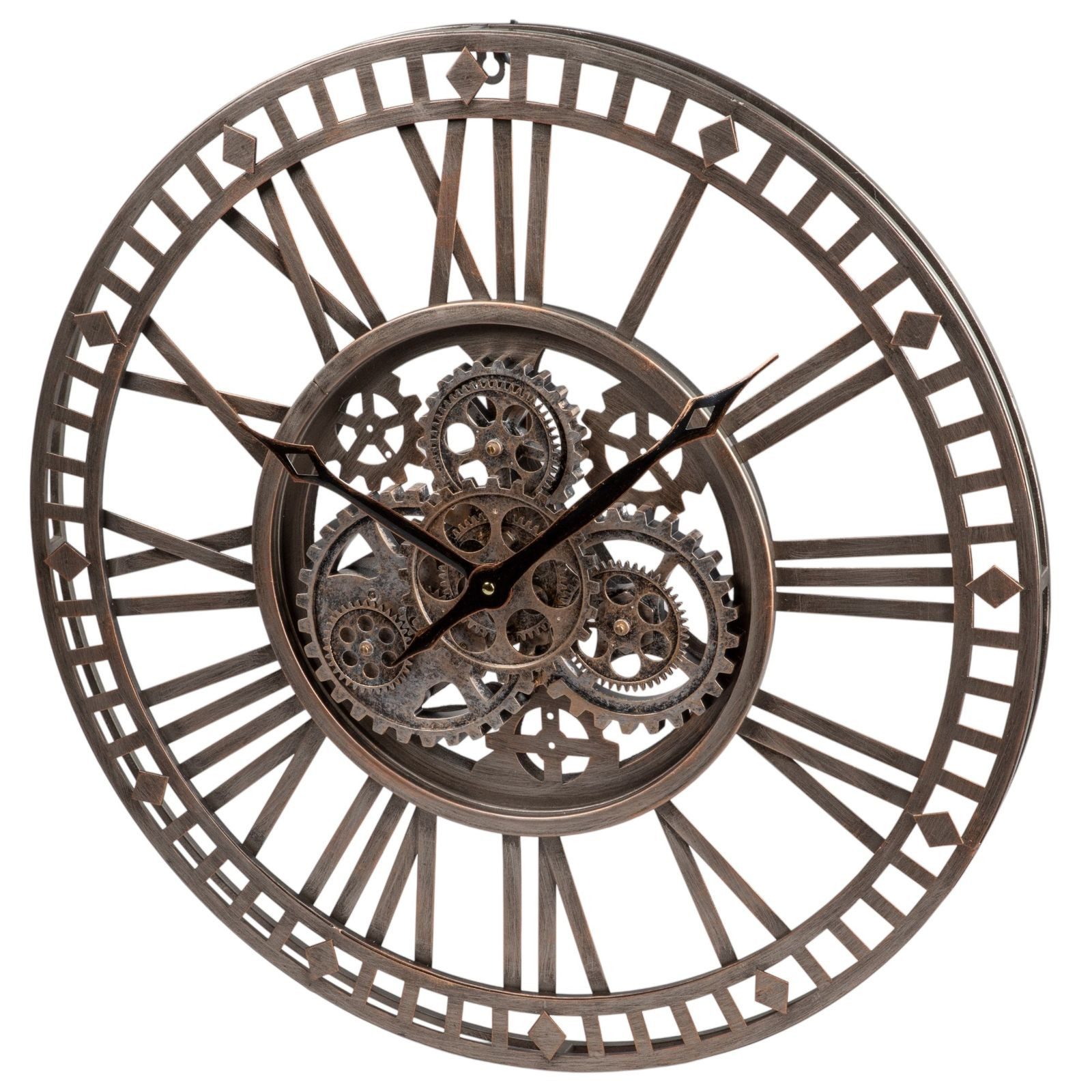 formano Wanduhr Metall groß 59 cm Industrial Uhr mit beweglichen Zahnrädern (Sichtbar bewegliche Zahnräder)