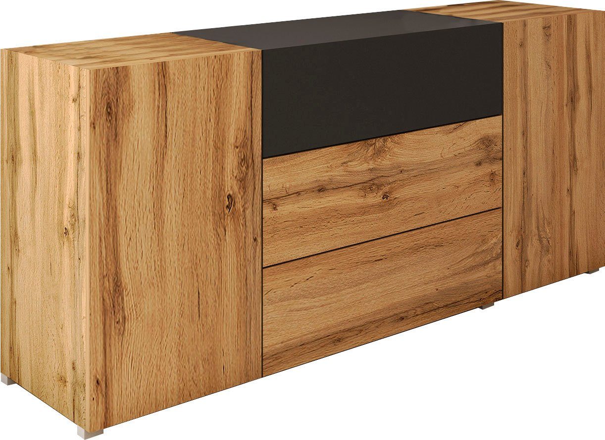 INOSIGN Sideboard BERLIN, Breite 150 cm eichefarben Wotan/graphit schwarz | eichefarben Wotan/graphit schwarz matt