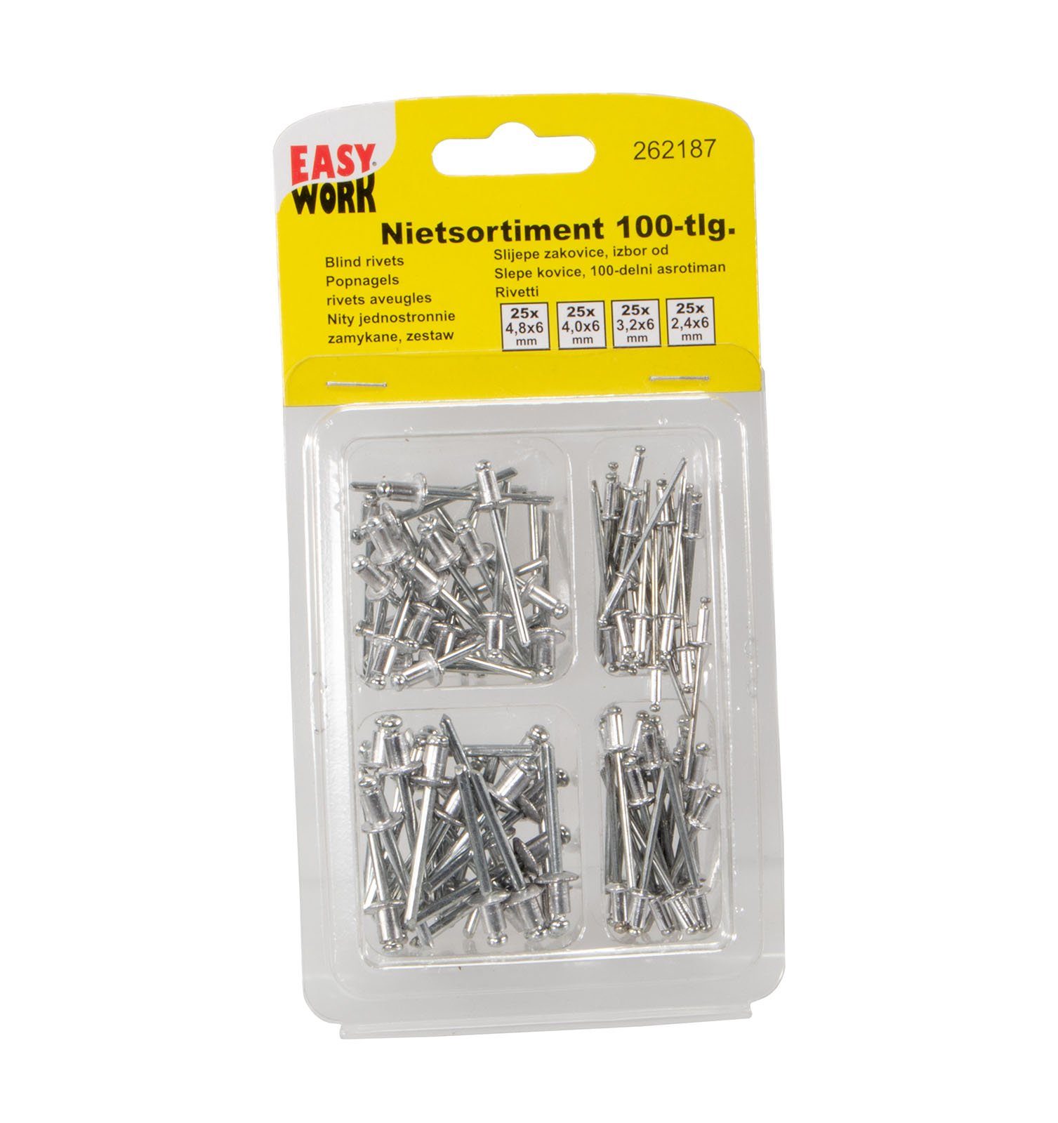 Easy Work Blindniete 100 Blindnieten Popnieten Заклепки Set Заклепкиsortiment Меню