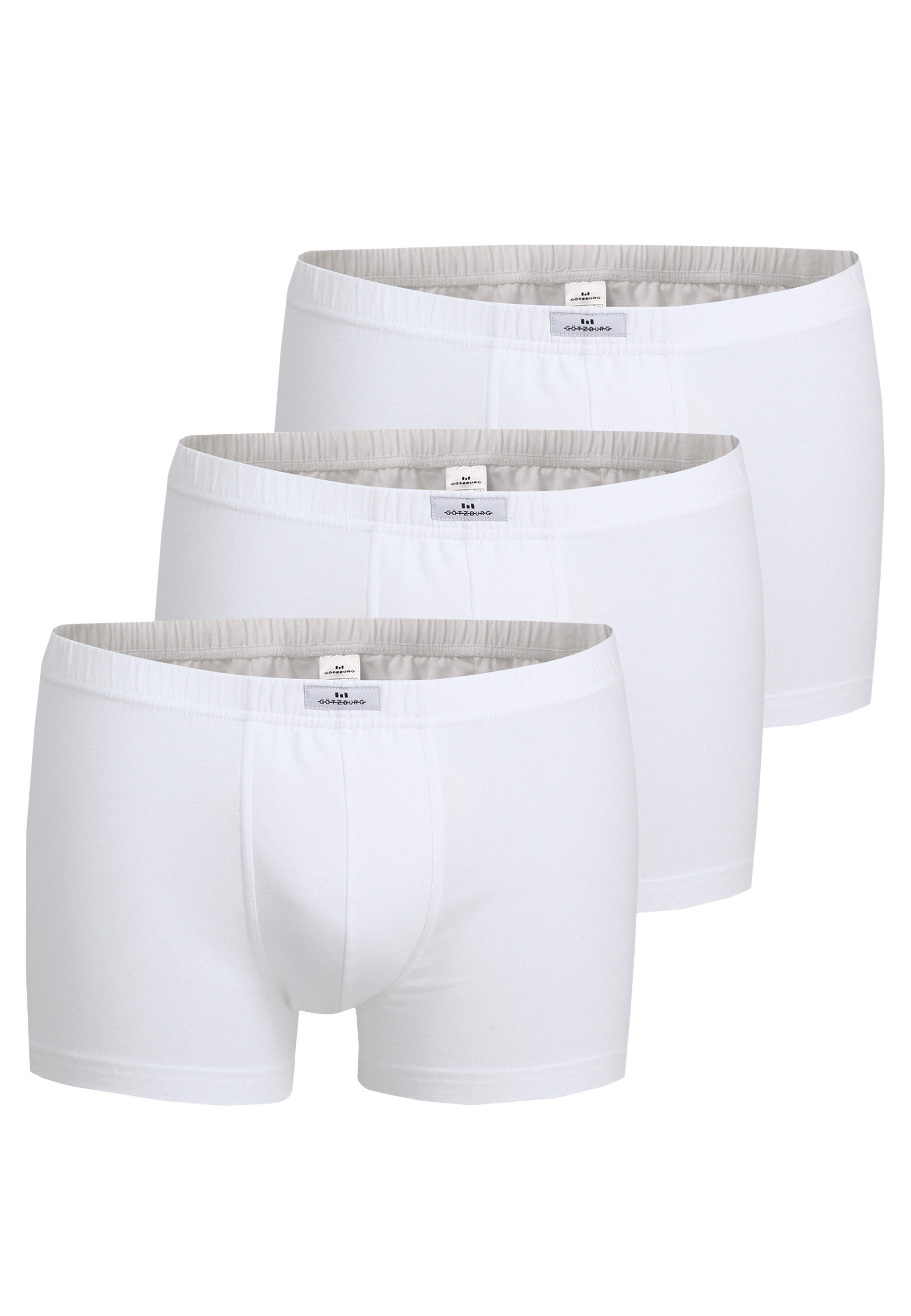 GÖTZBURG Boxershorts GÖTZBURG Herren Pants weiß uni 3er Pack (3-St)