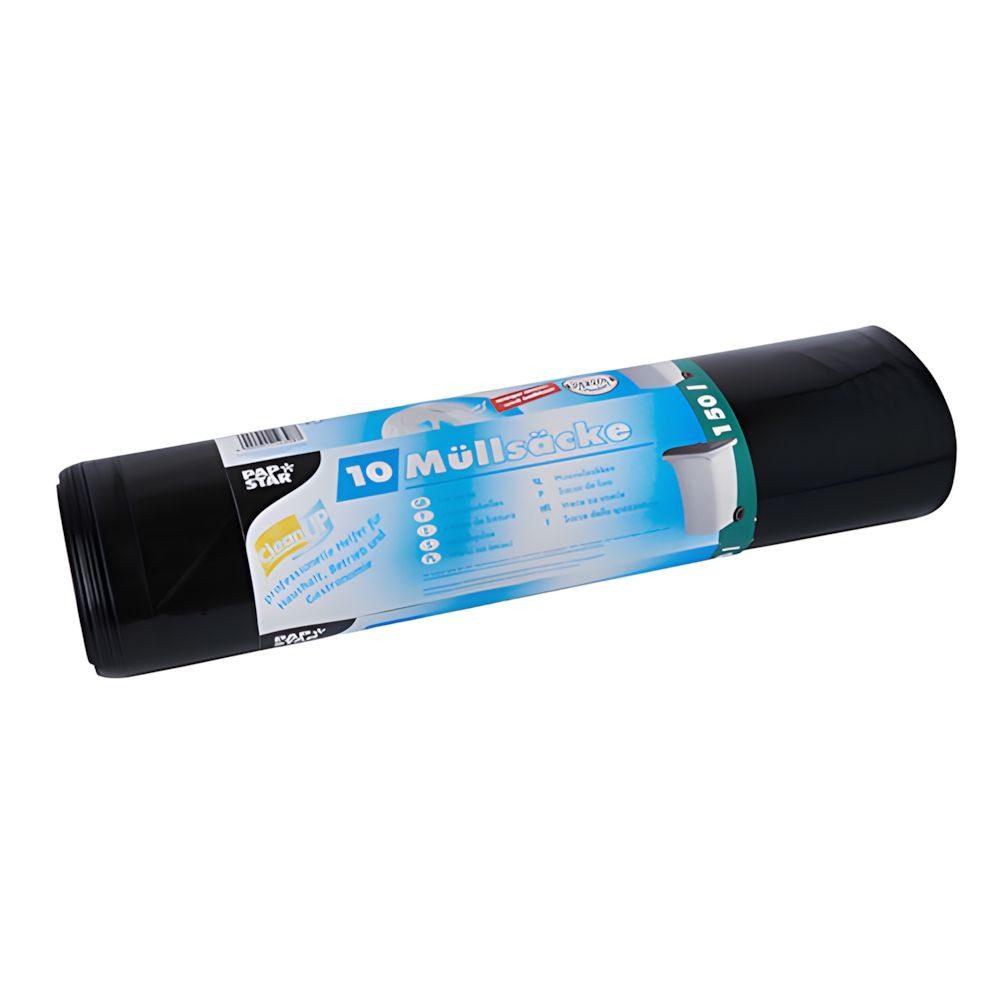 PAPSTAR Müllbeutel 10x Müllsäcke LDPE 150l 150 x 70cm schwarz extra stark reißfest 90my