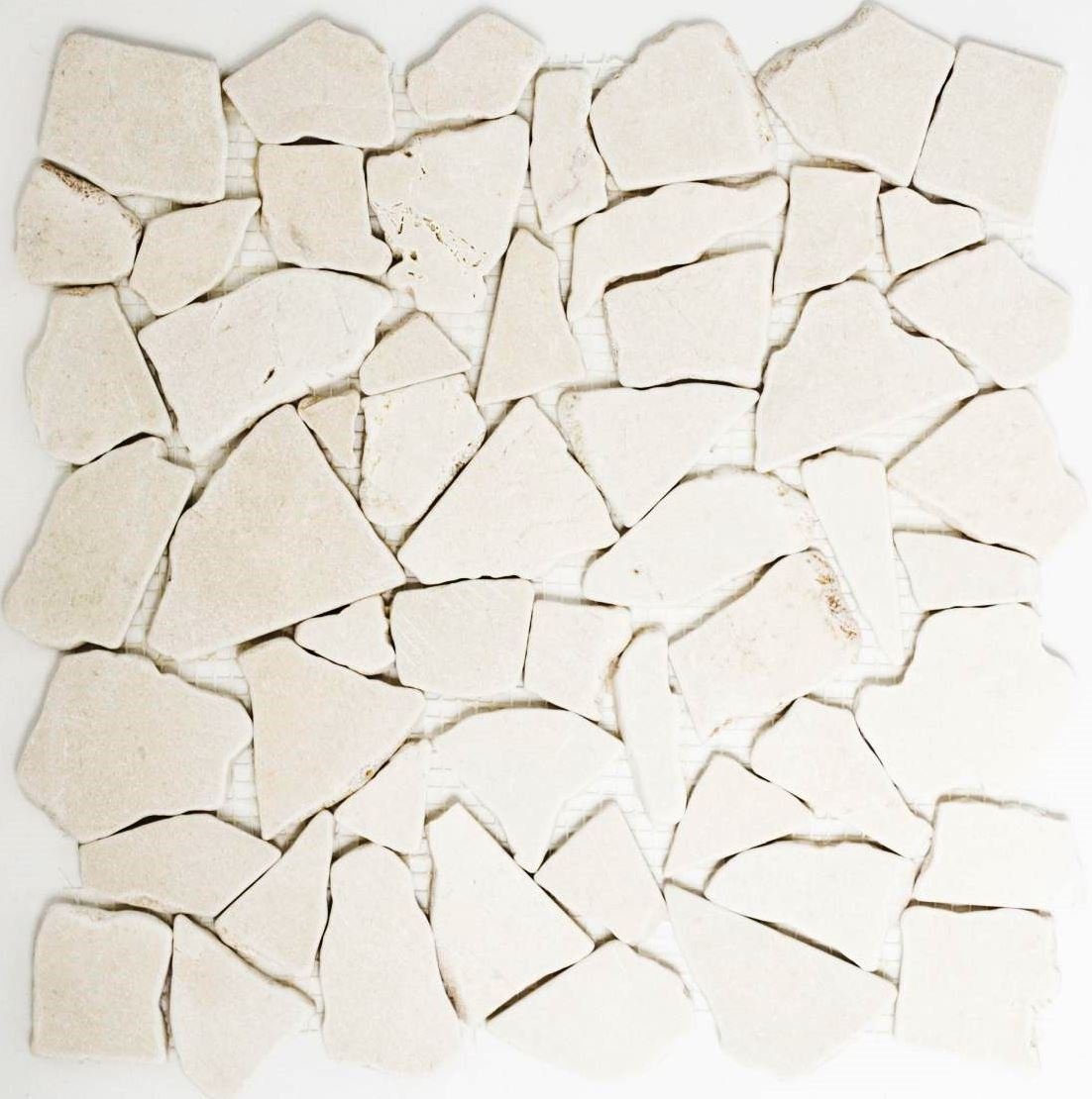 Mosani Mosaikfliesen Bruch Marmormosaik Mosaikfliesen weiß matt / 10 Matten | Fliesen