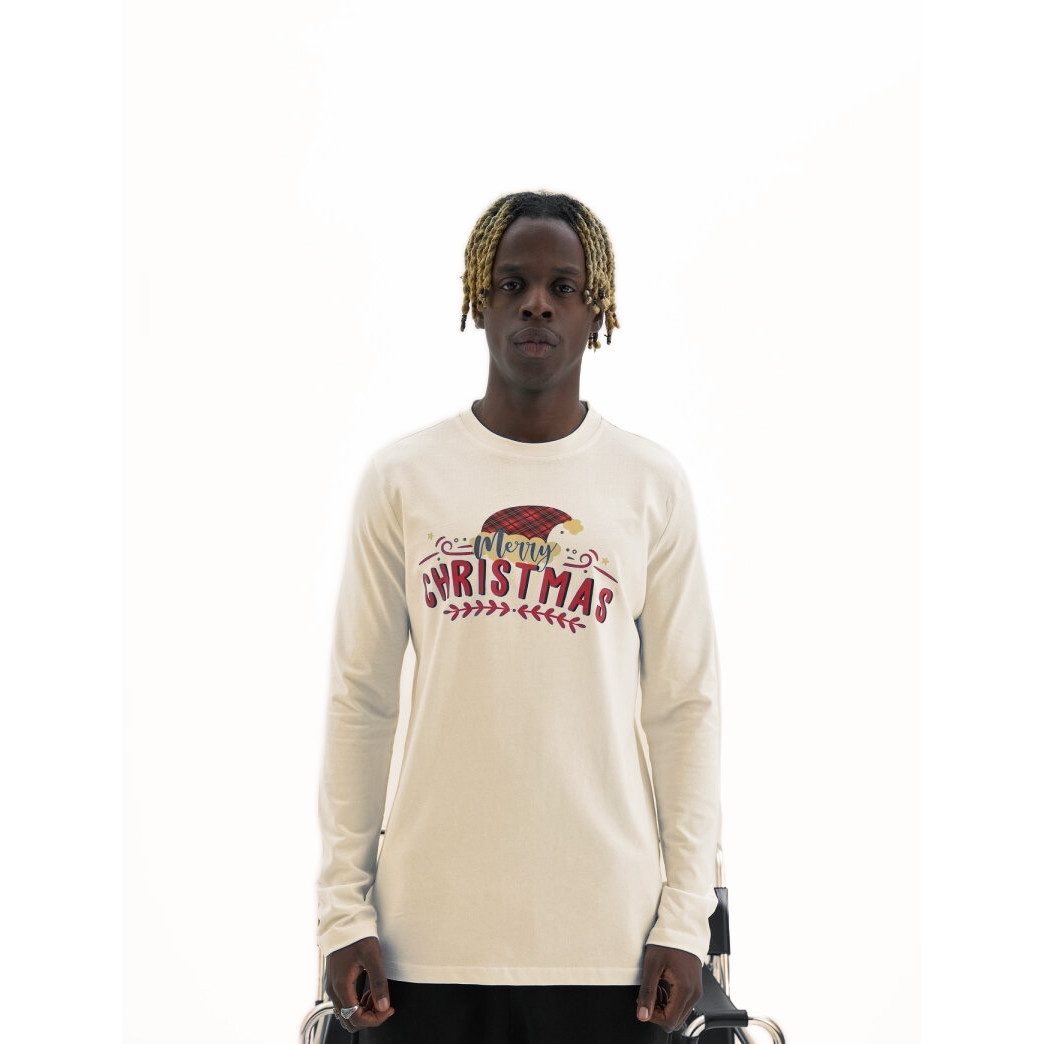 COFI Casuals Weihnachtssweatshirt Oversize Weihnachts-Sweatshirt in Creme - Unisex, 100% Baumwolle (1-tlg)