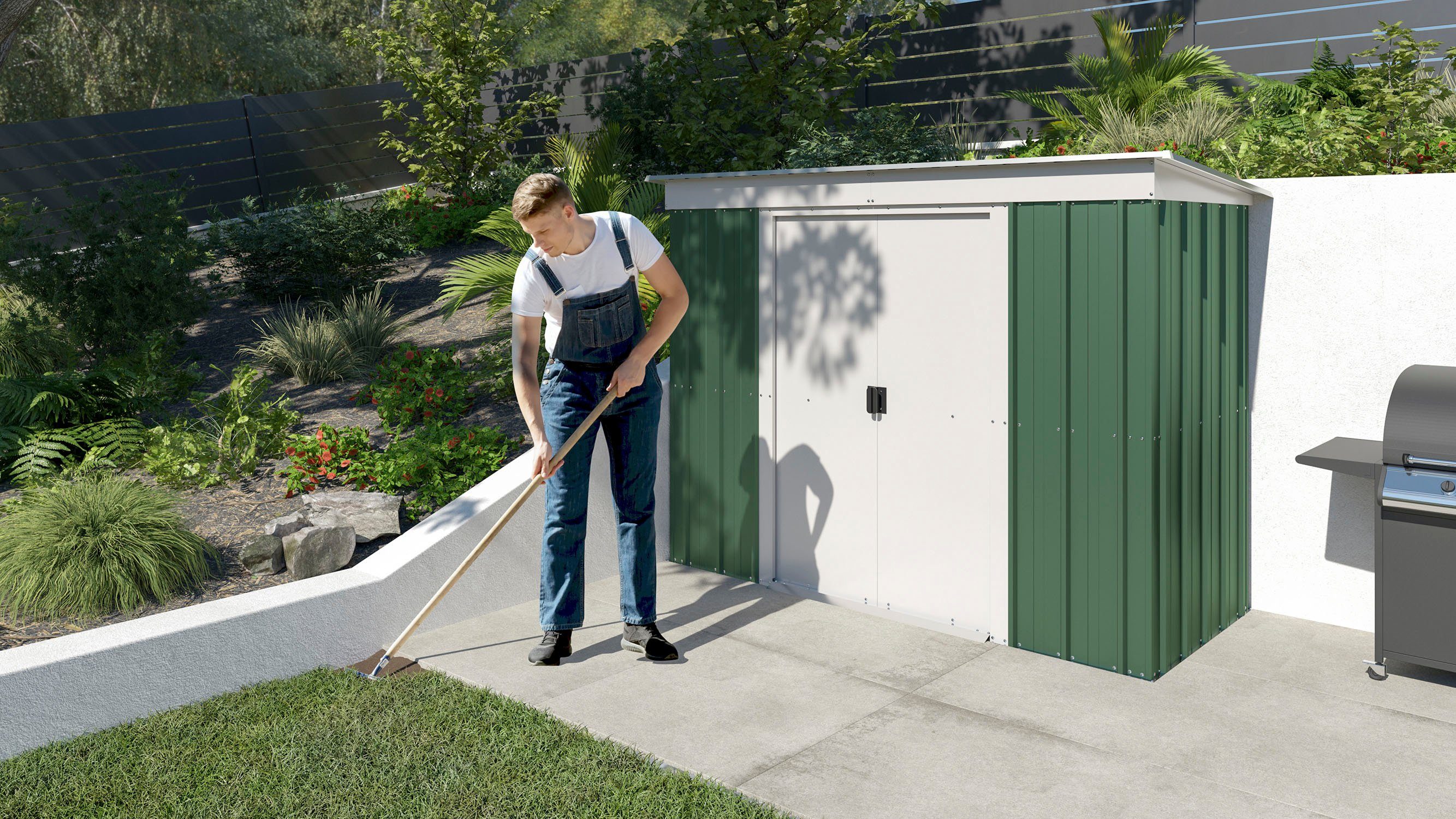 YARDMASTER Gerätehaus Bayern 84GPZ, BxT: 238x119 cm, Metall