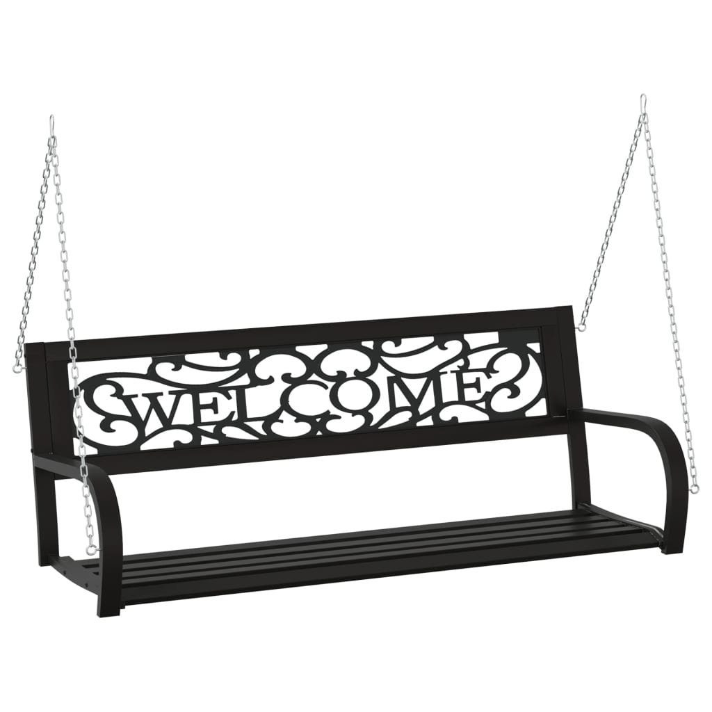 vidaXL Gartenbank Hollywoodschaukel 125 cm Stahl und Kunststoff Schwarz (1-St)