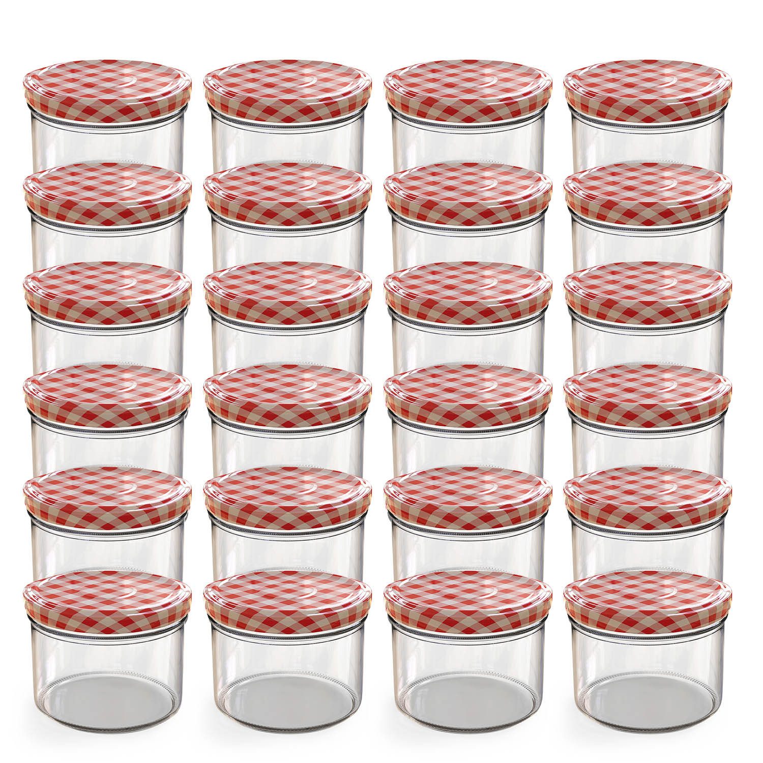 Oputec Einmachglas 24x 230 ml Einmachgläser mit Schraubdeckel TO 82 rot Marmeladengläser, Glas / Metall