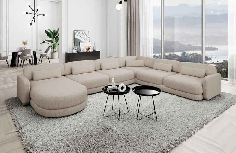 Sofa Dreams Wohnlandschaft Stoff Polstersofa Luxus Couch Stoffsofa Valencia XXL, Loungesofa