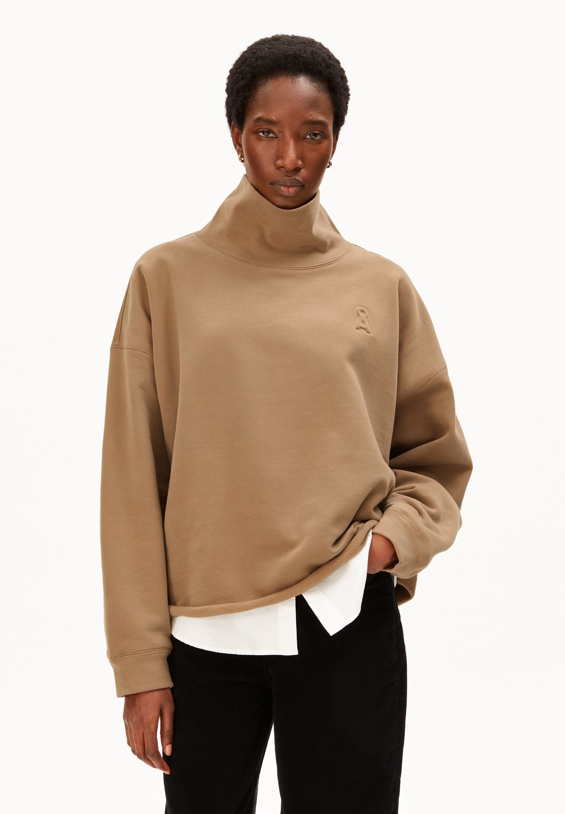 Armedangels Sweatshirt ICONIC Å OPEN EDGE FUNNELNECK Oversized Fit
