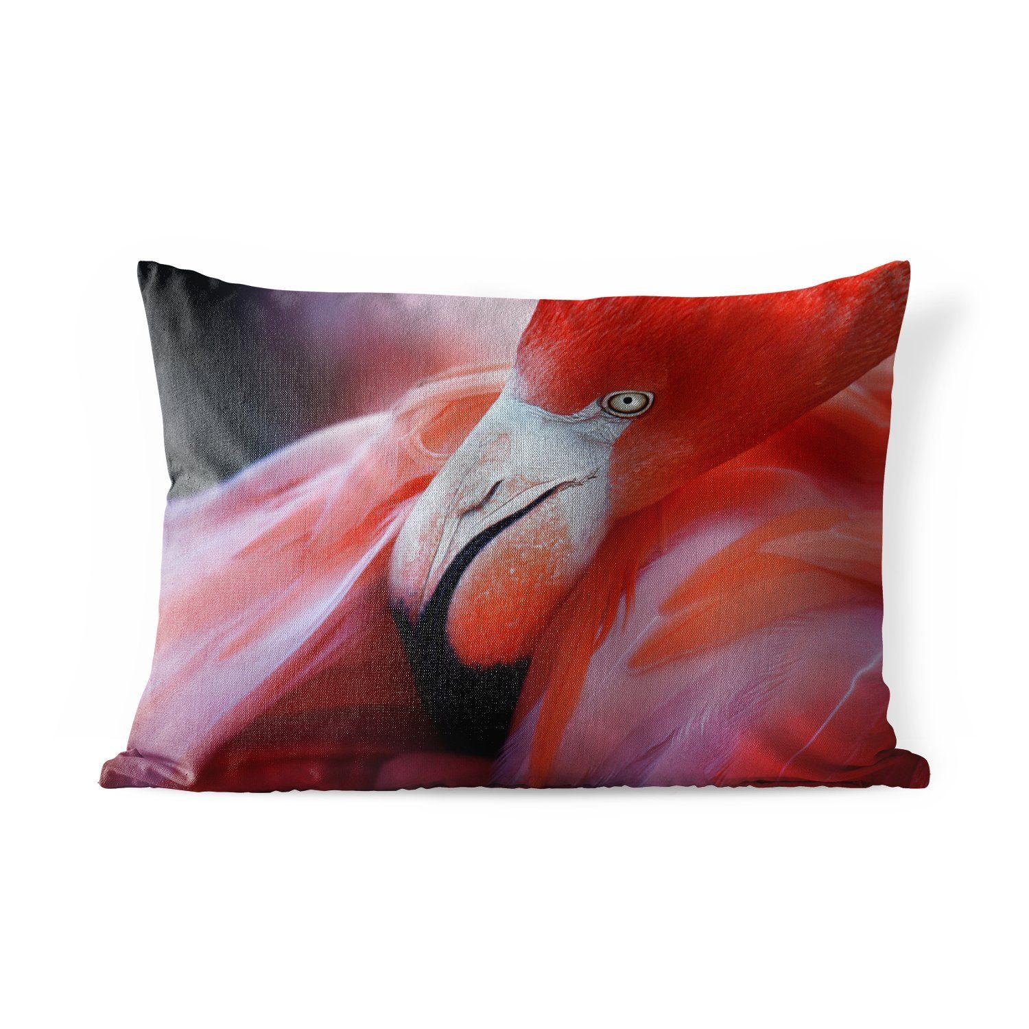 MuchoWow Dekokissen Nahaufnahme eines Flamingos, Outdoor-Dekorationskissen, Polyester, Dekokissenbezug, Kissenhülle