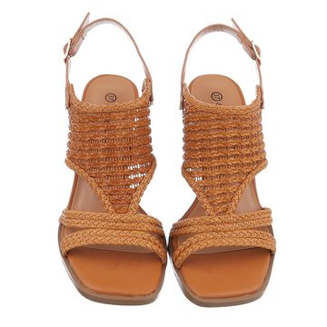 Ital-Design Damen Abendschuhe Elegant Sandalette (86706818) Blockabsatz Sandalen & Sandaletten in Camel