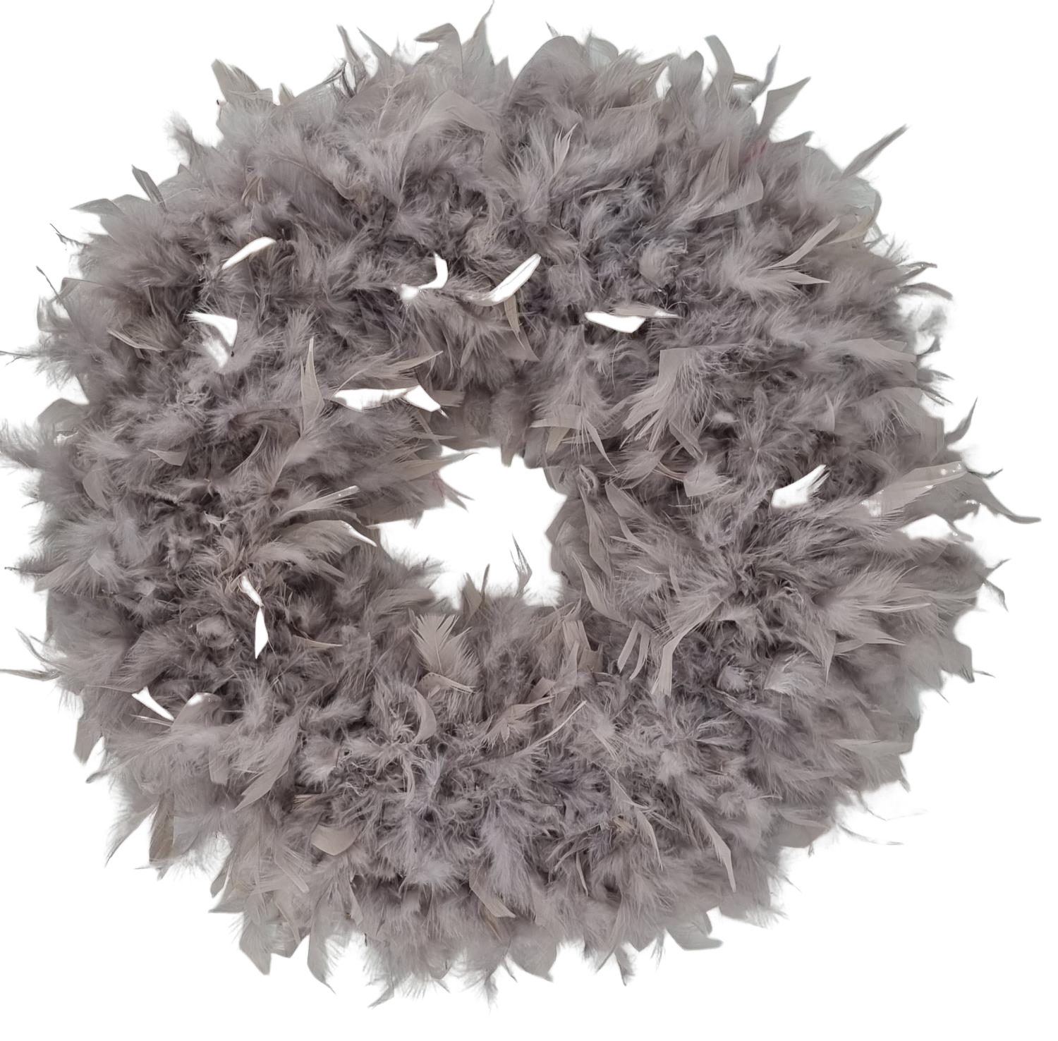 CreaFlor Home Osterkranz Federn, Handgefertigt, Grau, Federn, H: 10cm