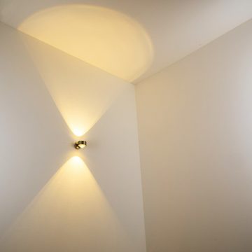 hofstein Wandleuchte »Berga« LED Wandlampe aus Metall/Glas in Nickel-matt, 3000 Kelvin, mit Lichtkegel, 600 Lumen, Innen. Up&Down-Effekt, geeignet