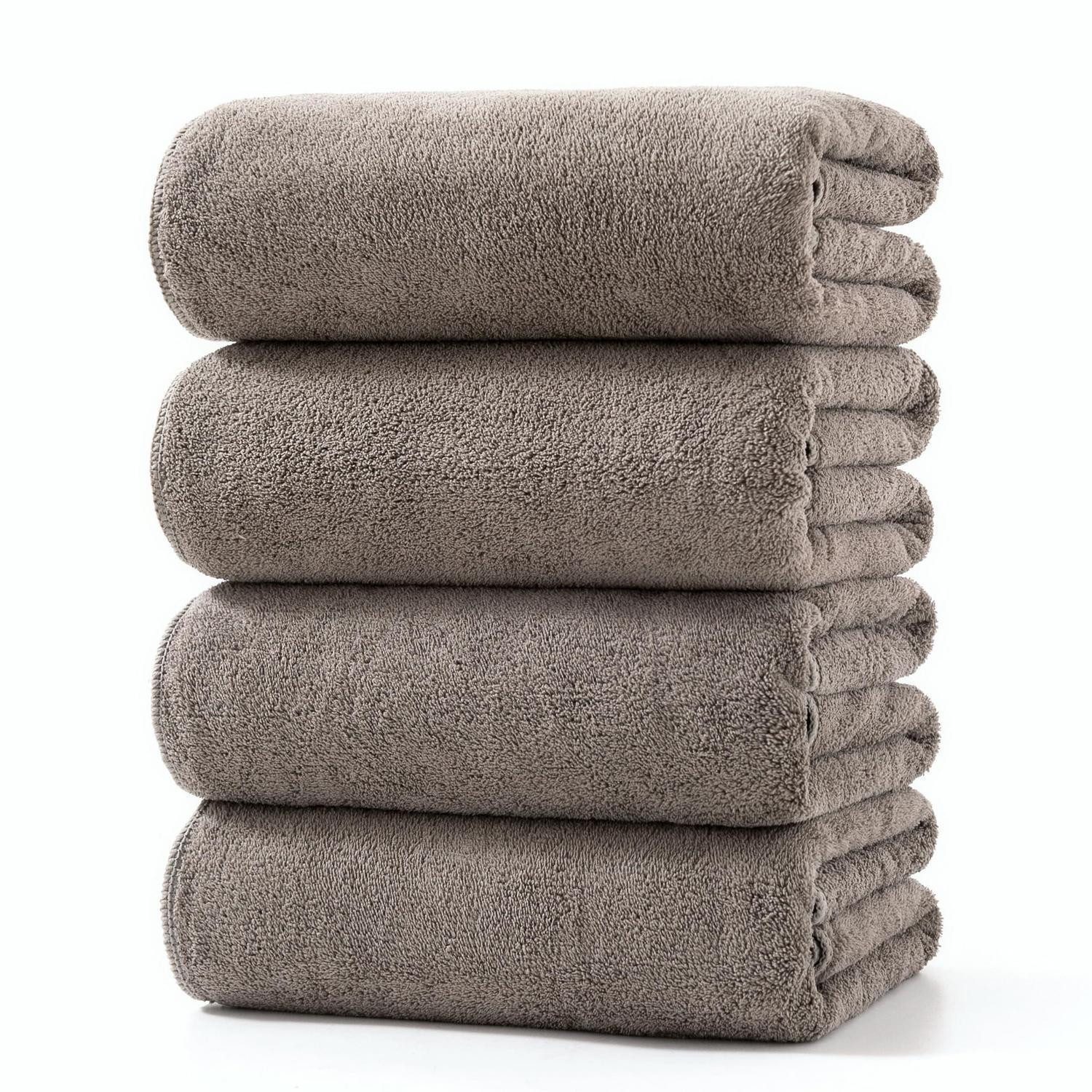 LuxusKollektion Handtuch Set Mikrofaser Duschtuch Set 4-tlg. Schnelltrocknend Braun/Grau, (4-St)