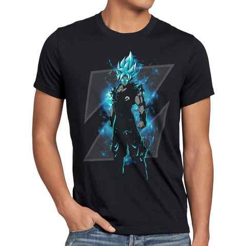 style3 Print-Shirt Herren T-Shirt Son-Goku Z Blue god modus evolution saiyajin dragon