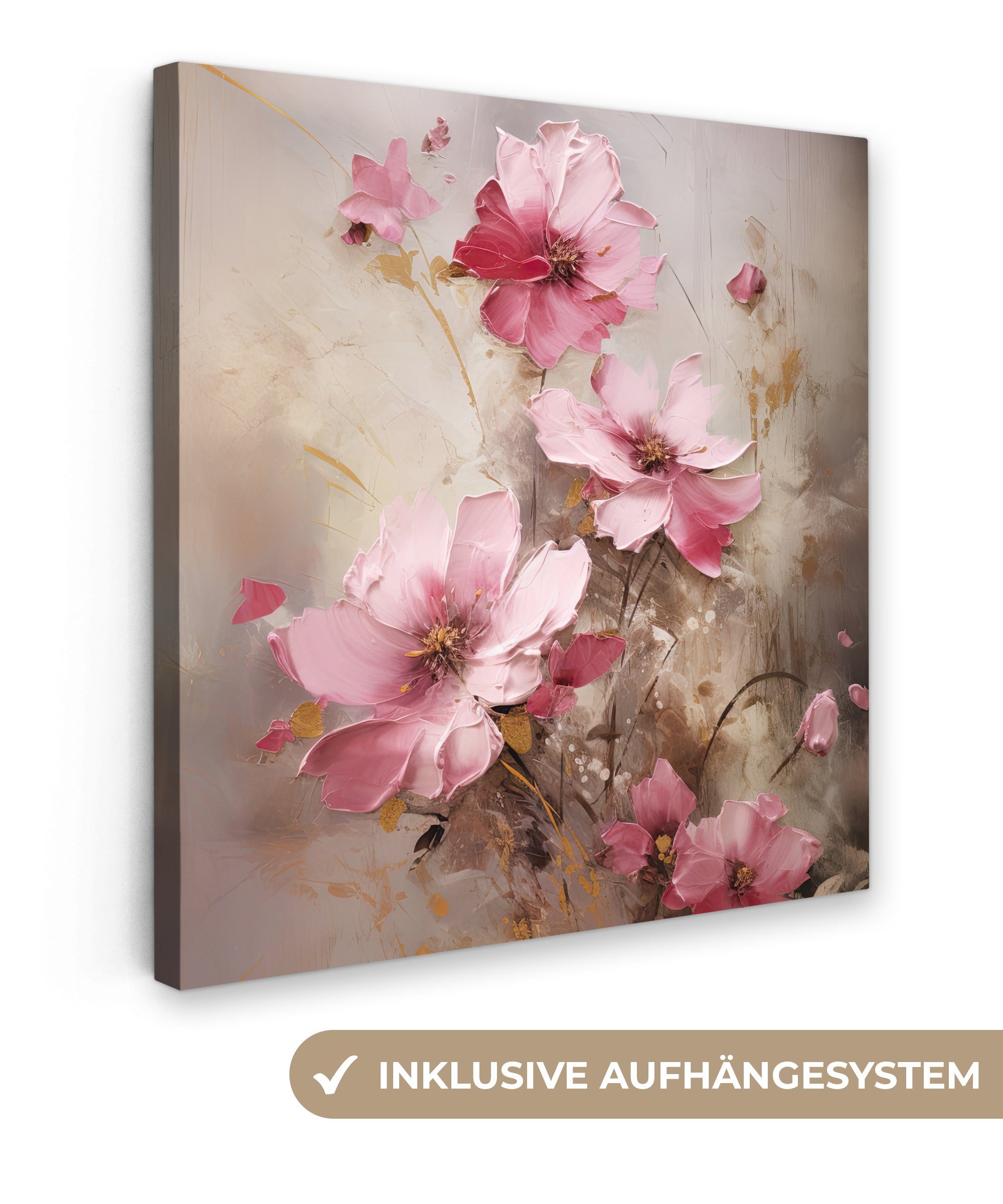 OneMillionCanvasses® Leinwandbild Blumen - Rosa - Kunst - Aquarell, Fotodru günstig online kaufen