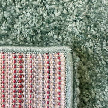 Teppich Shaggy Teppich in Uni Design Petrol/Grau, TeppichHome24, rechteckig, Höhe: 13 mm