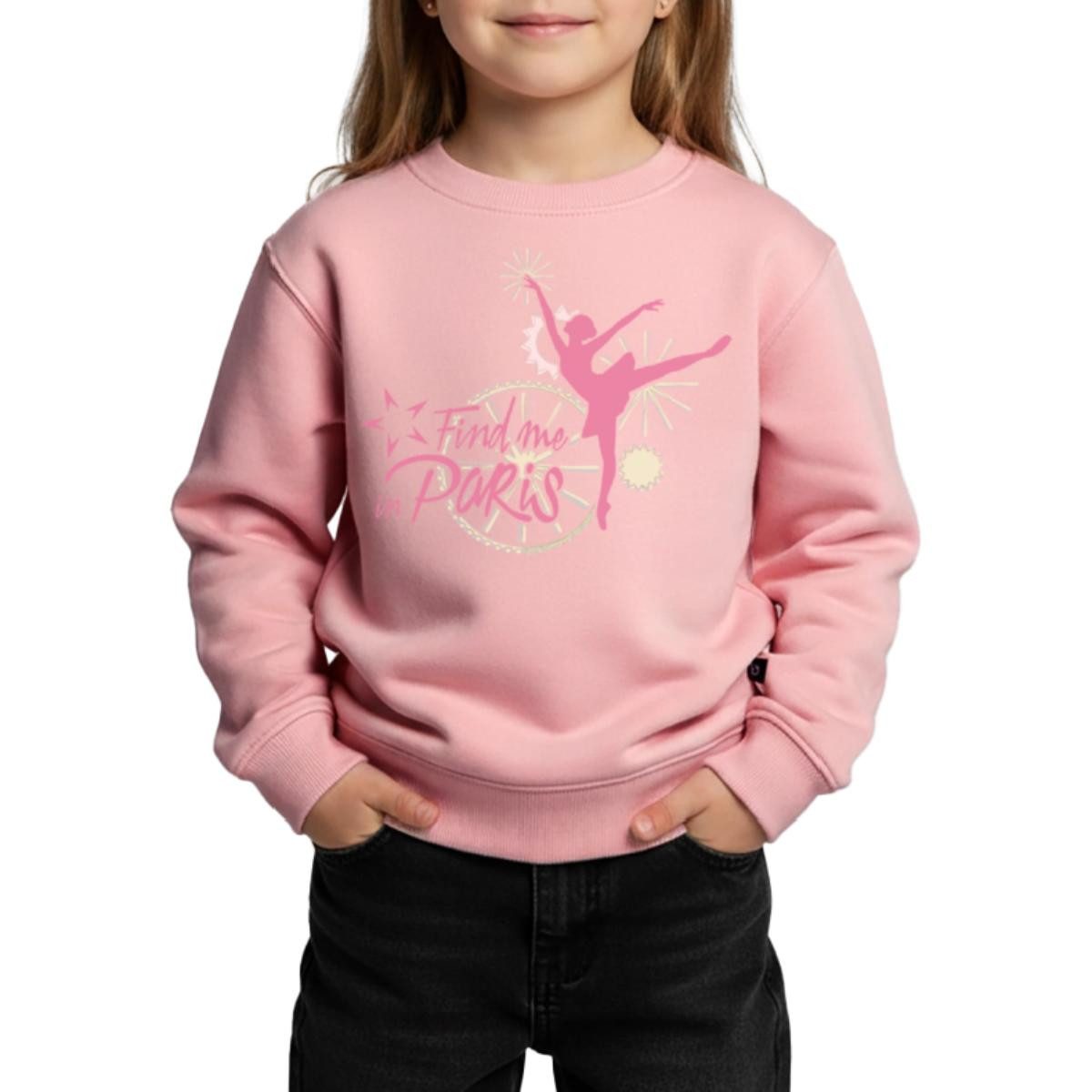 Sweatshirt Find me in Paris Logo rosa Kinder Premium Pullover