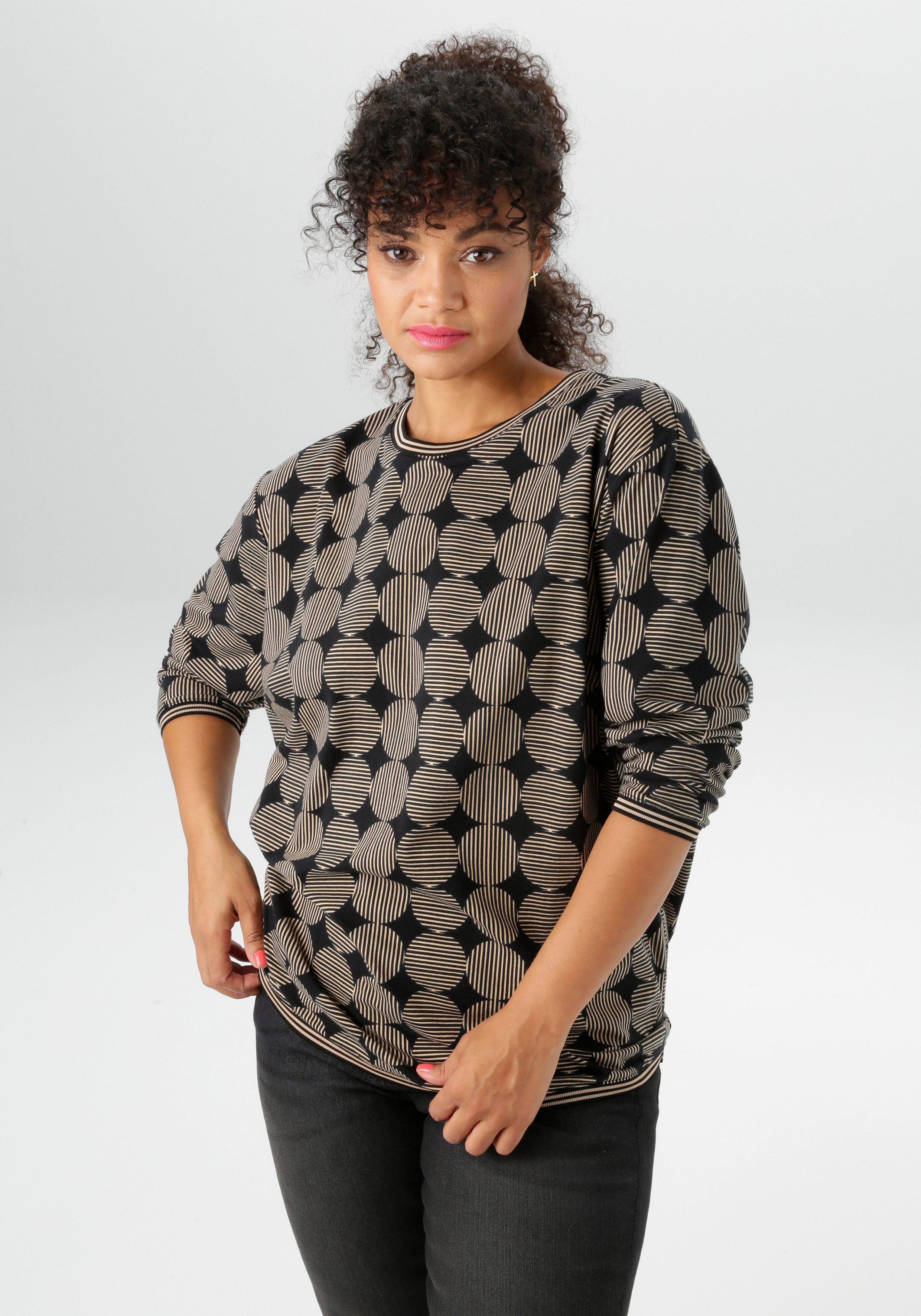 Aniston PLUS Sweatshirt mit großflächigem, Pünktchendruck günstig online kaufen